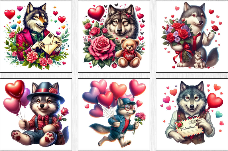 Valentine Wolf Clipart Bundle - CraftNest - Digital Crafting and Art