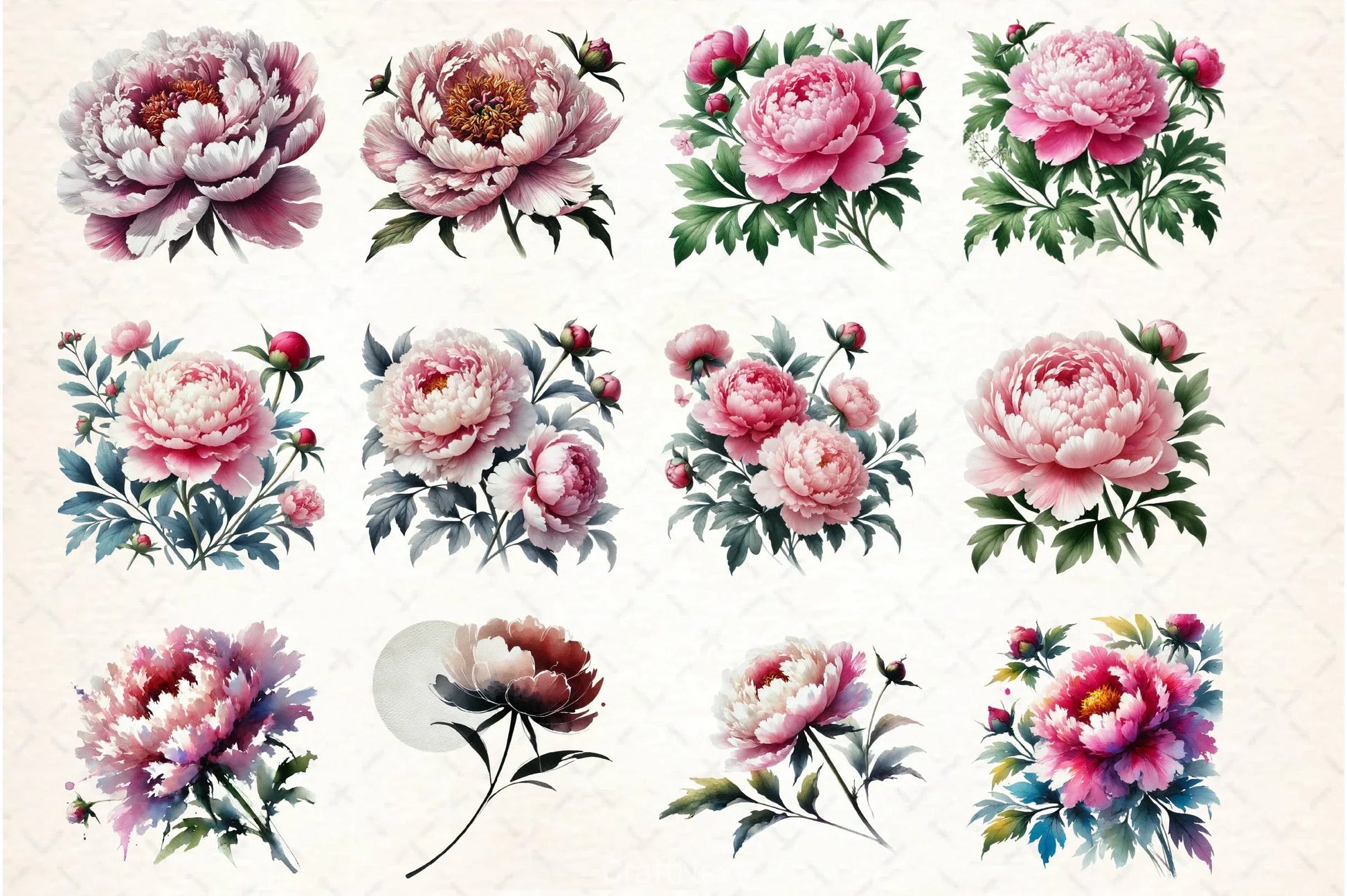 Peonies Clipart Bundle - CraftNest - Digital Crafting and Art