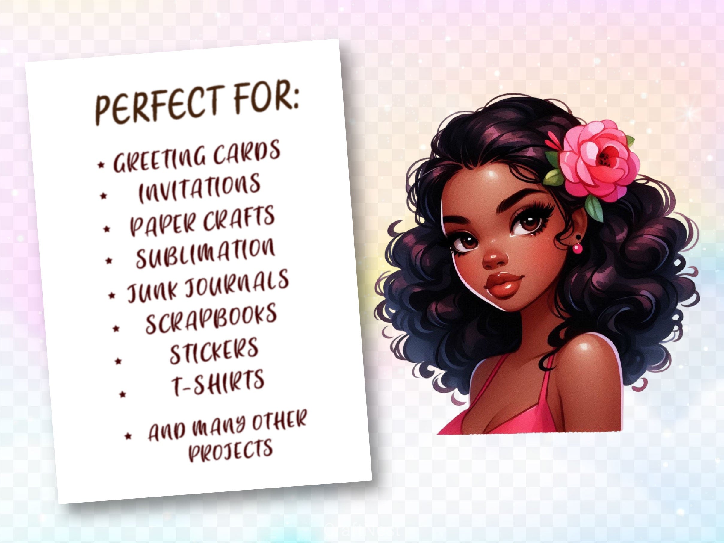 African American Black Girl Clipart Bundle