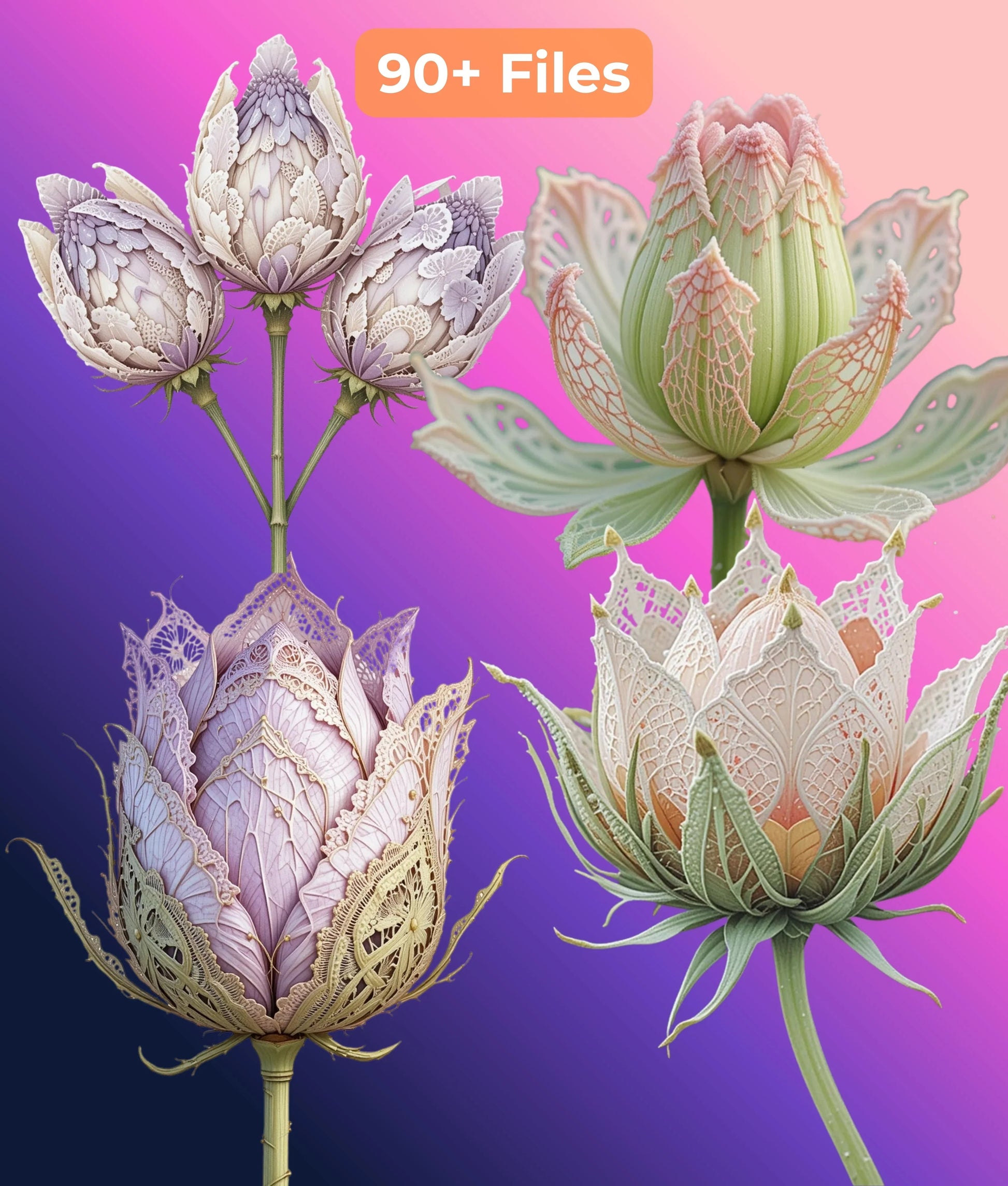 Lace Wildflower Clipart Bundle - CraftNest - Digital Crafting and Art