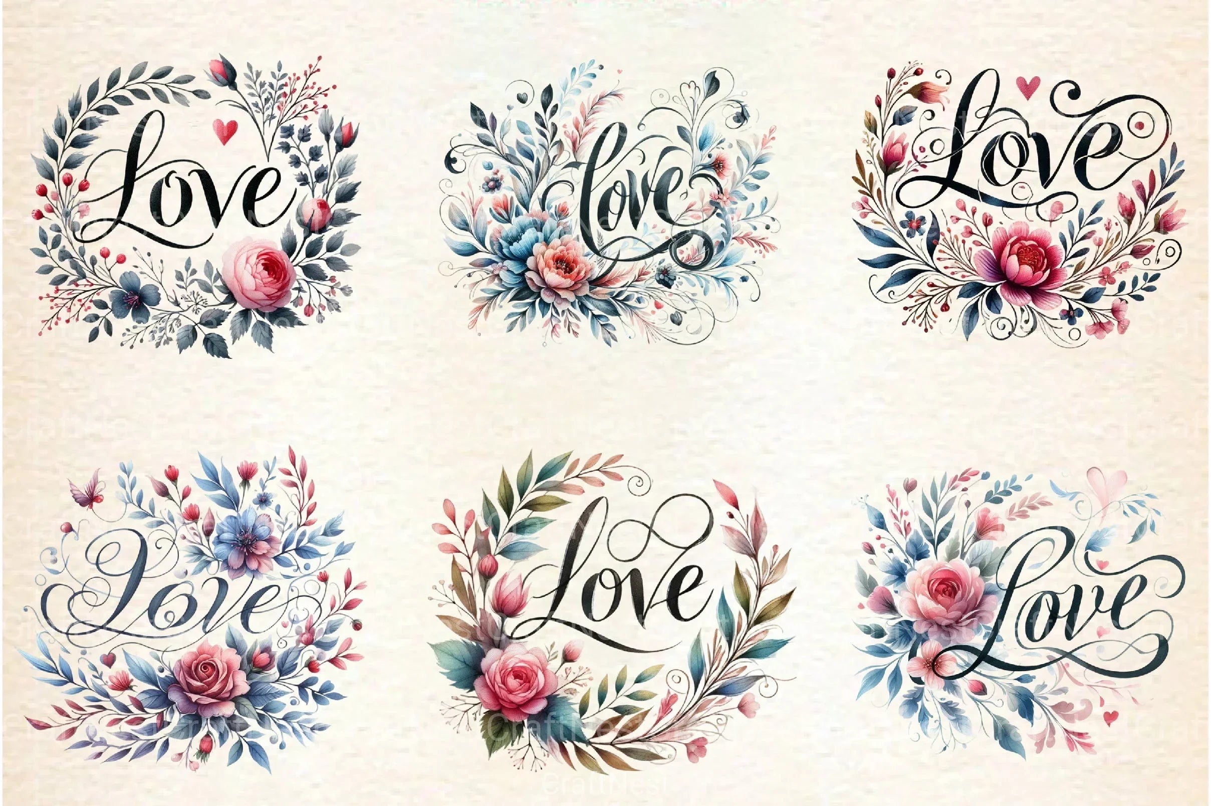 Love Calligraphy Clipart Bundle - CraftNest - Digital Crafting and Art