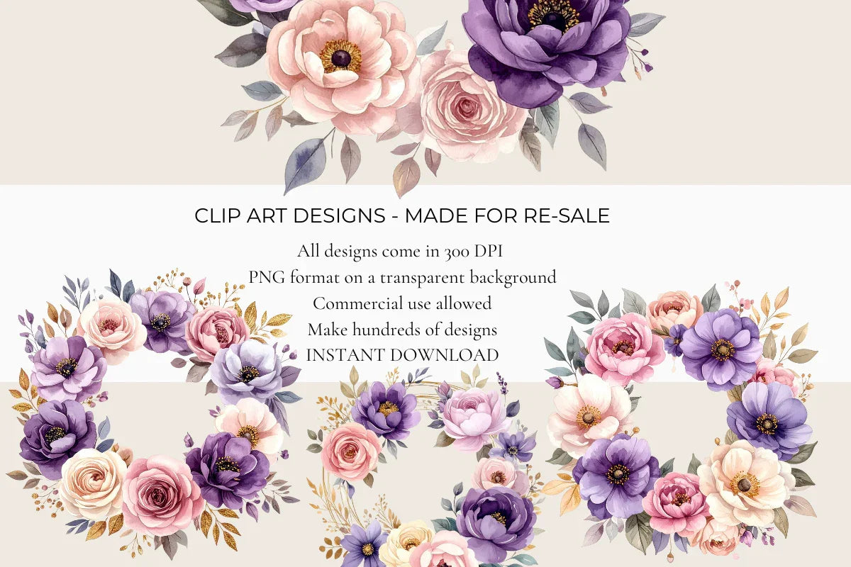 Blush Purple Frames Clipart - CraftNest - Digital Crafting and Art