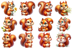 Cute Squirrel Clipart Bundle - CraftNest - Digital Crafting and Art