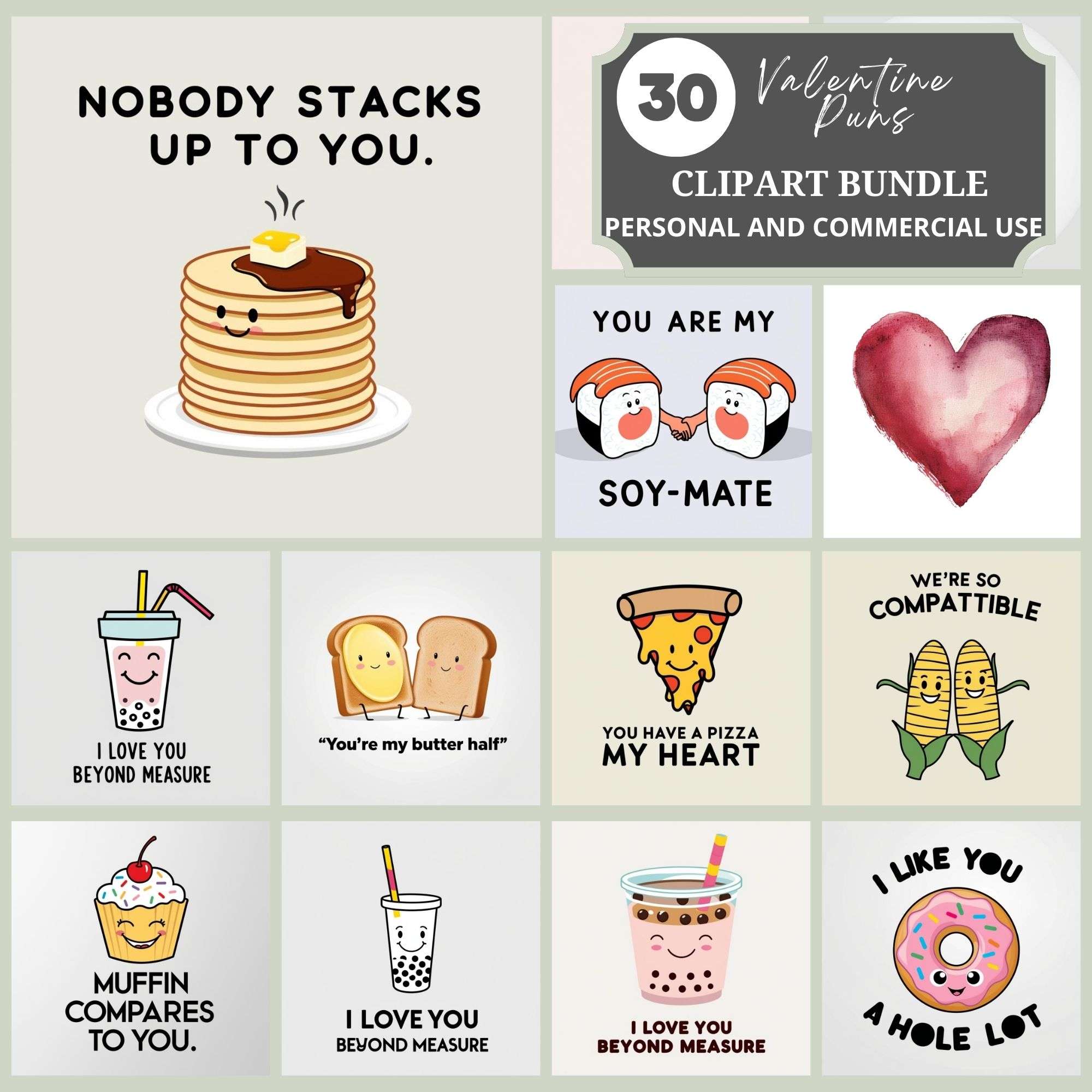 Valentine Puns Bundle Clipart - CraftNest - Digital Crafting and Art