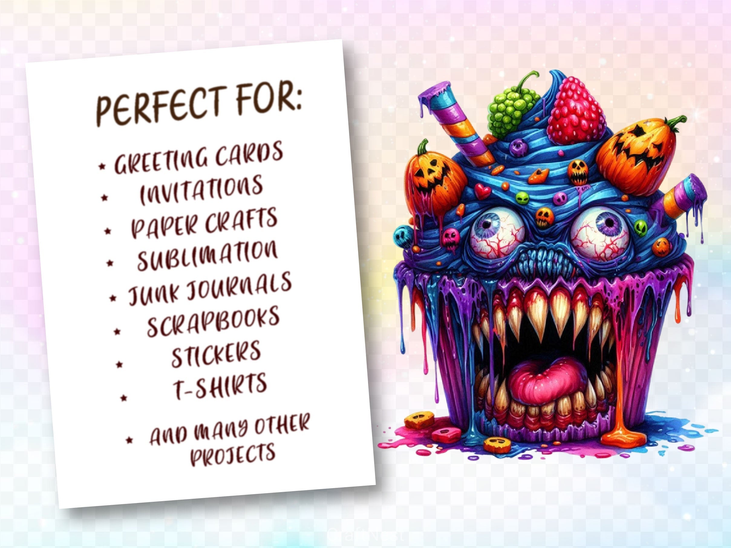 Scary Halloween Cupcake Clipart Bundle 2