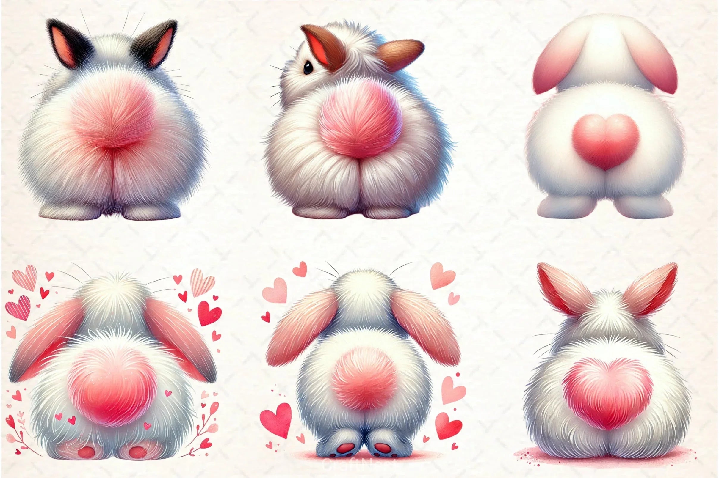 Valentine Bunny Butt Clipart Bundle - CraftNest - Digital Crafting and Art