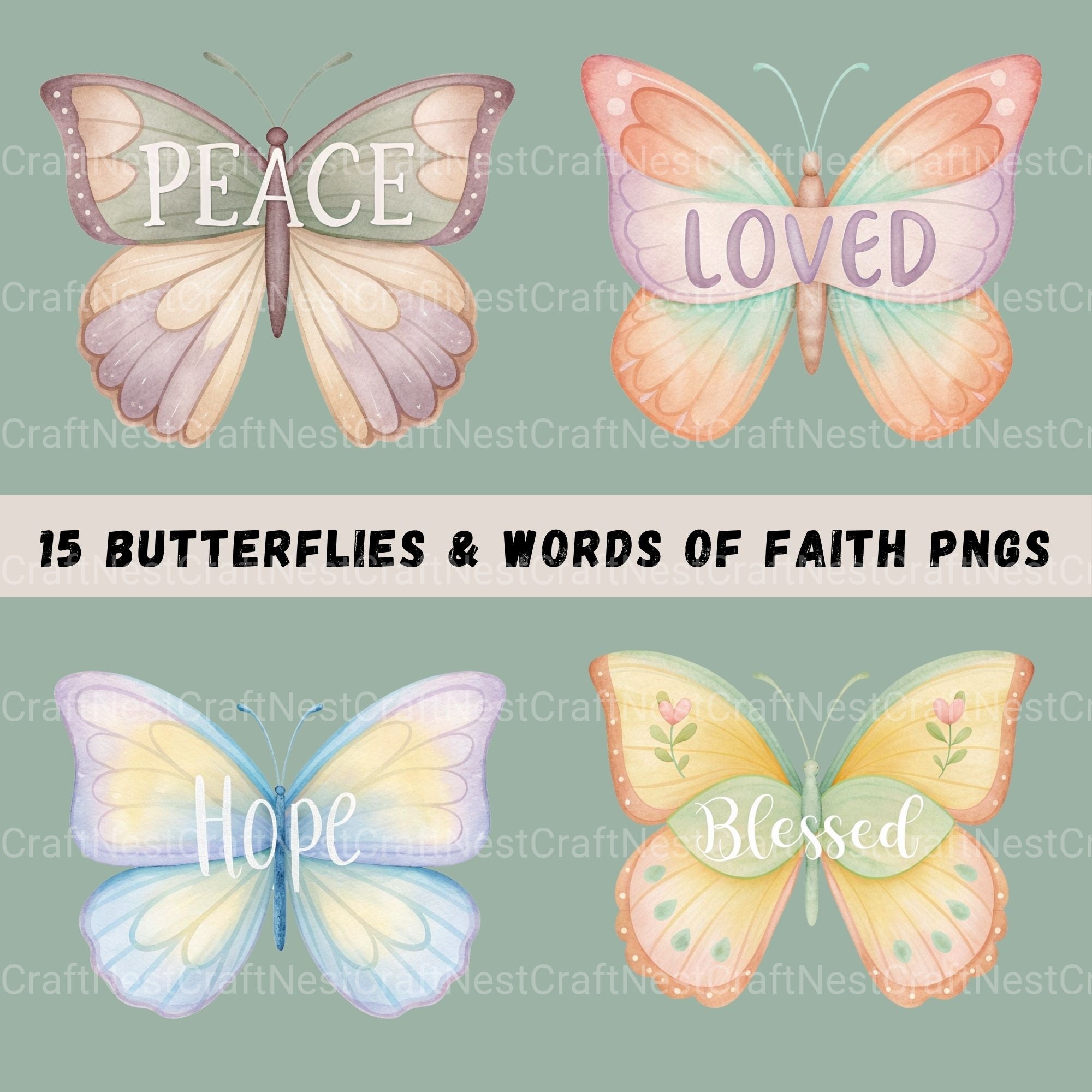 Butterfly Faith Clipart Bundle