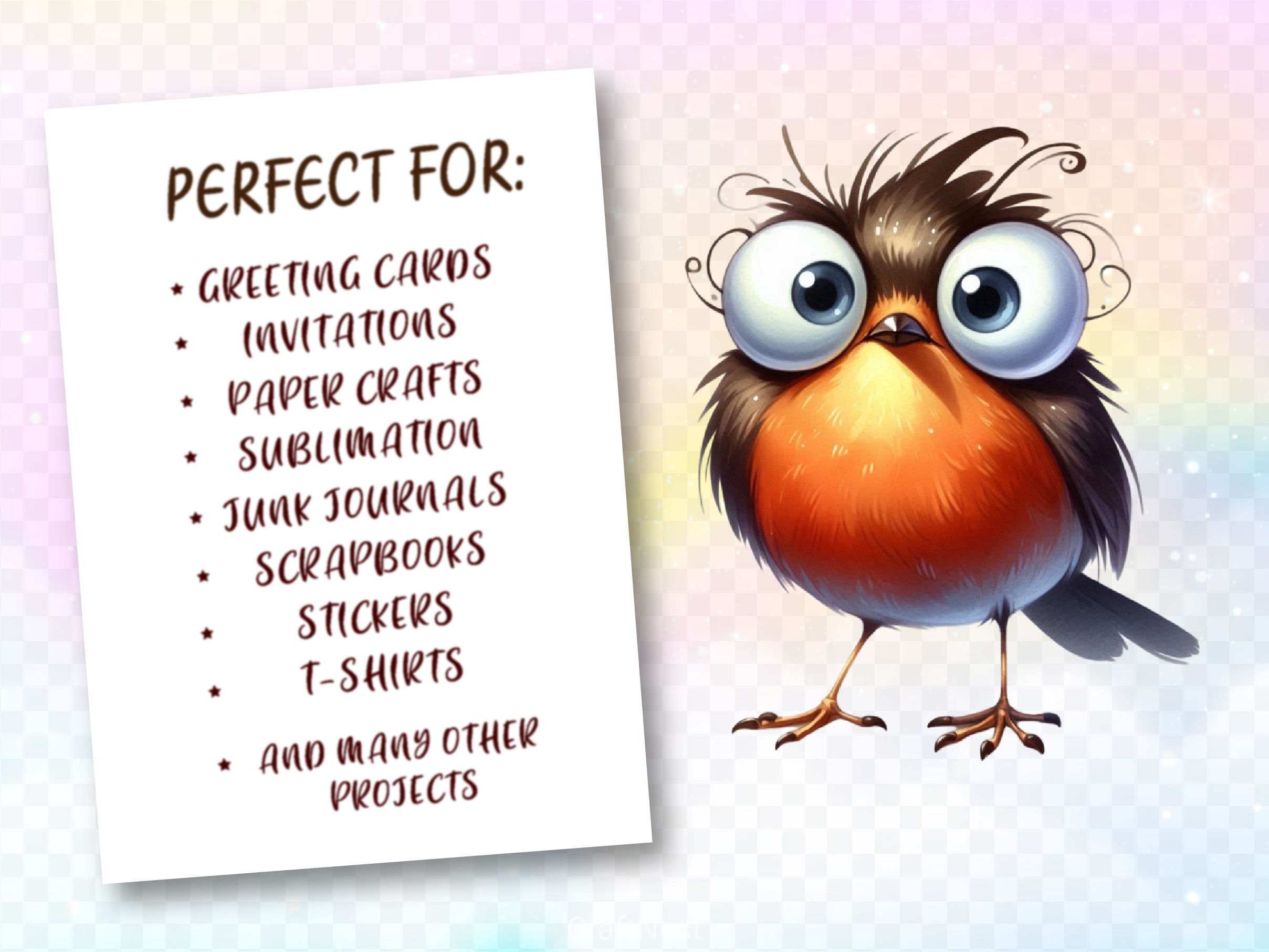 Funny American Robin Bird Clipart Bundle 2