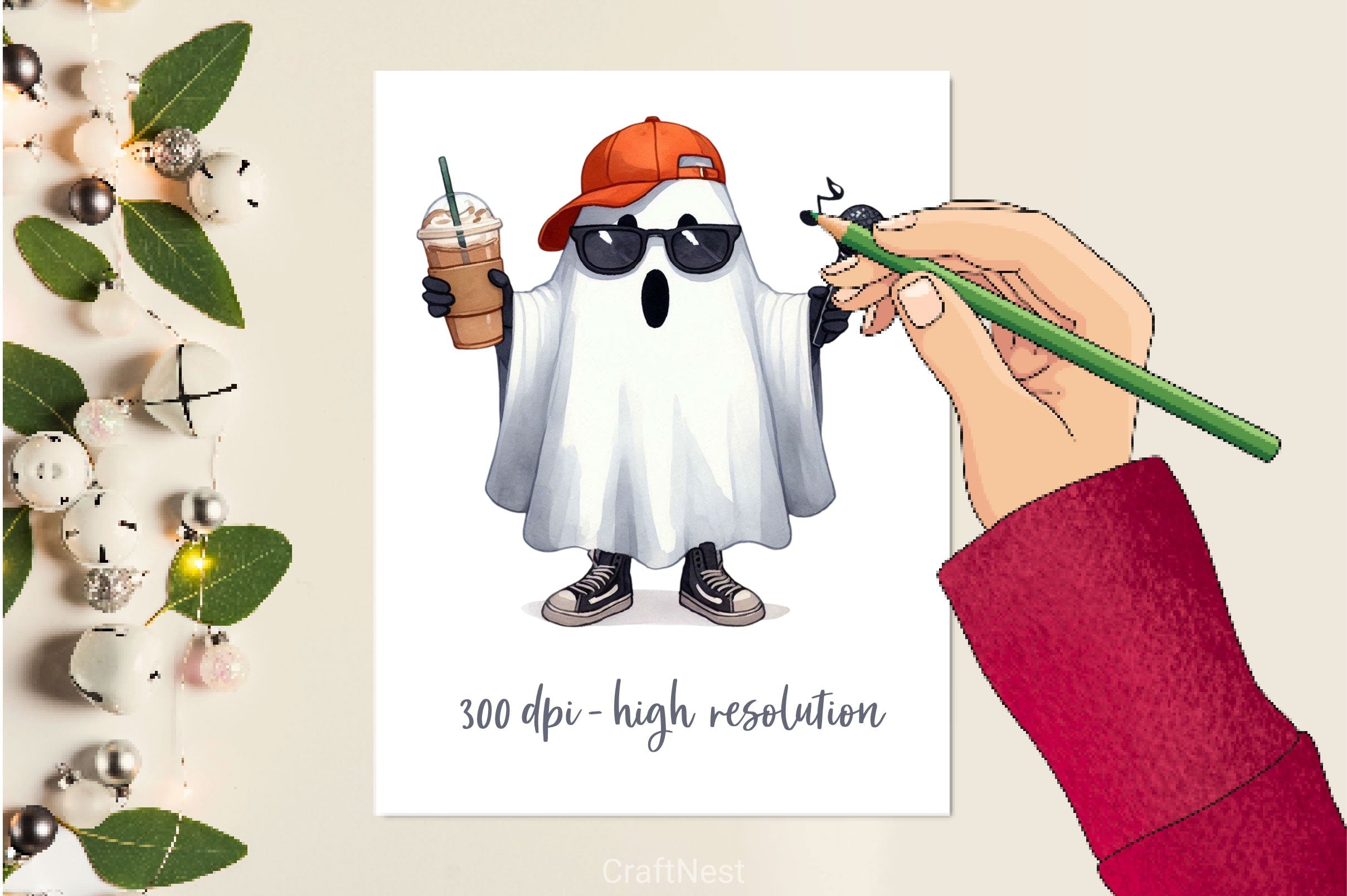 Halloween Ghost Drink Coffee Clipart Bundle 3