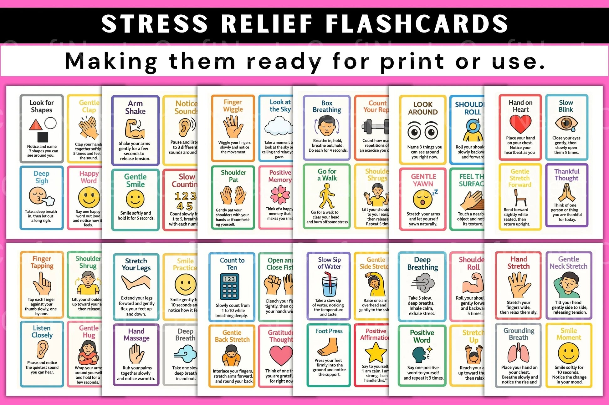 Stress Relief Flashcards for Relaxation - CraftNest - Digital Crafting and Art