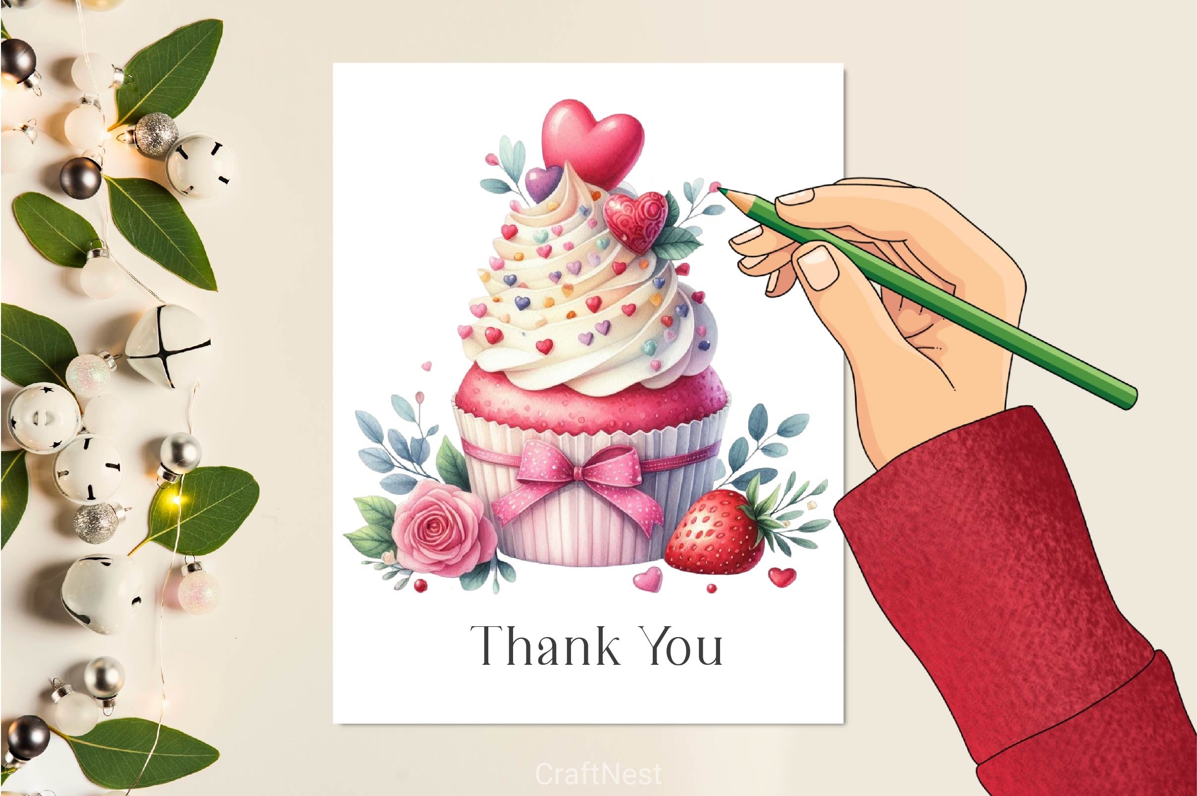 Valentine Cupcake Clipart Bundle 4