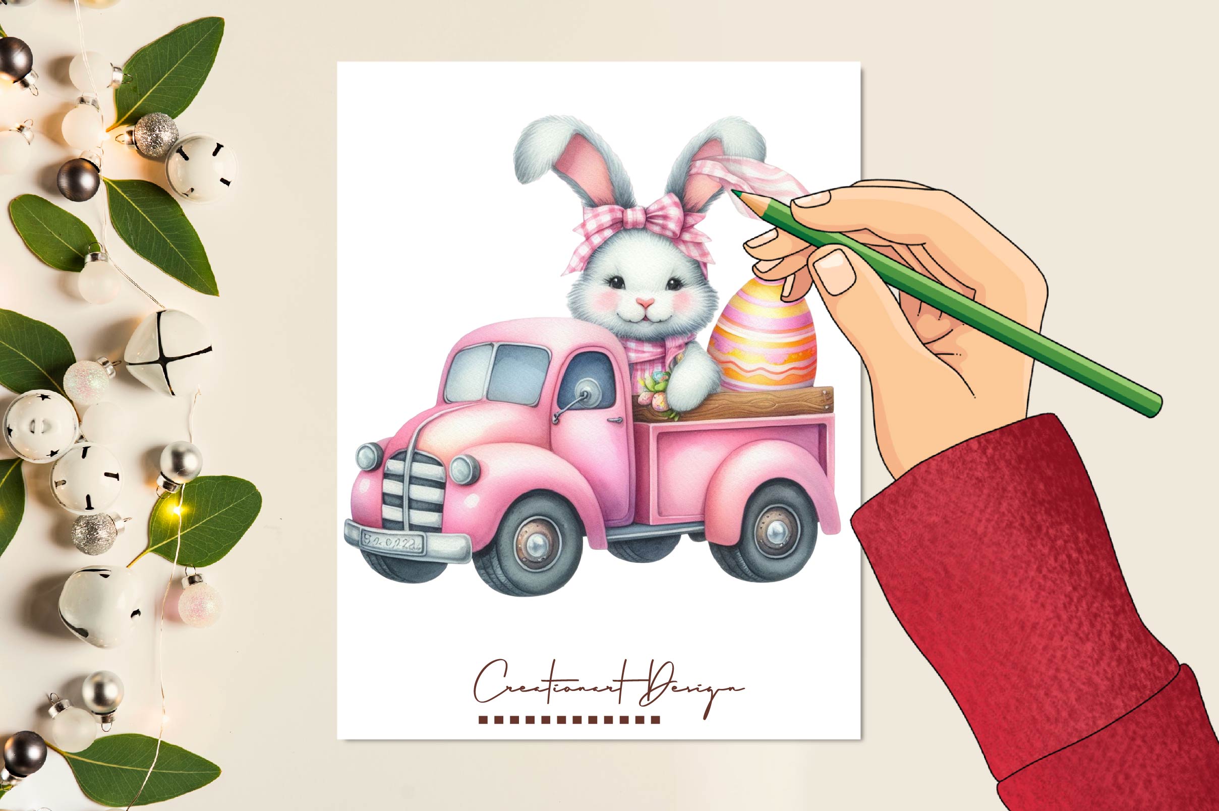 Easter Bunny Truck Clipart Bundle - CraftNest - Digital Crafting and Art