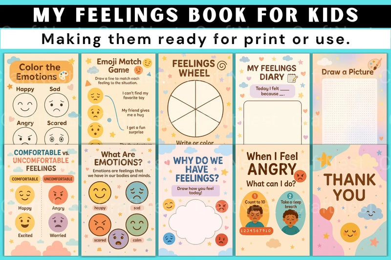 My Feelings Book for Kids - CraftNest - Digital Crafting and Art