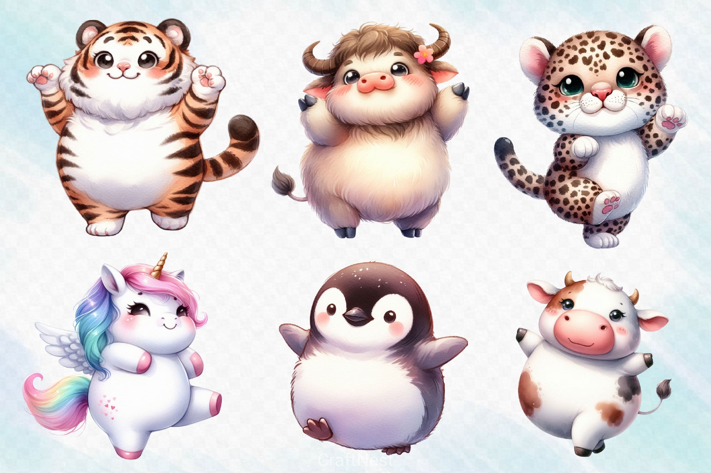 Cute Fat Animals Clipart Bundle 1