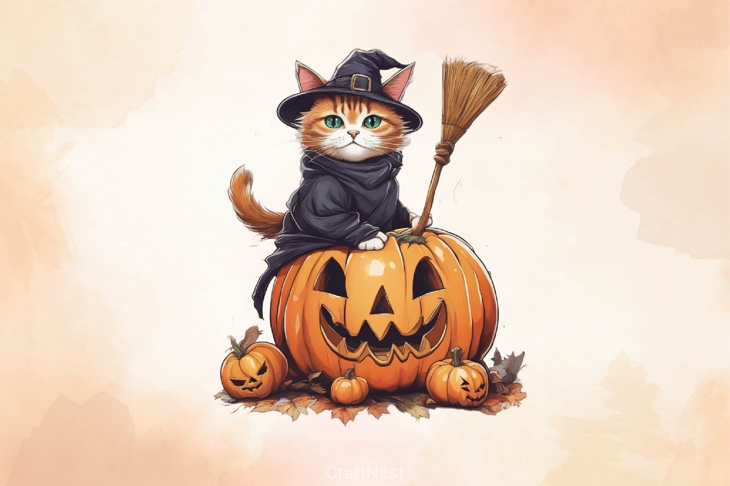 Halloween Cute Cat Clipart Bundle
