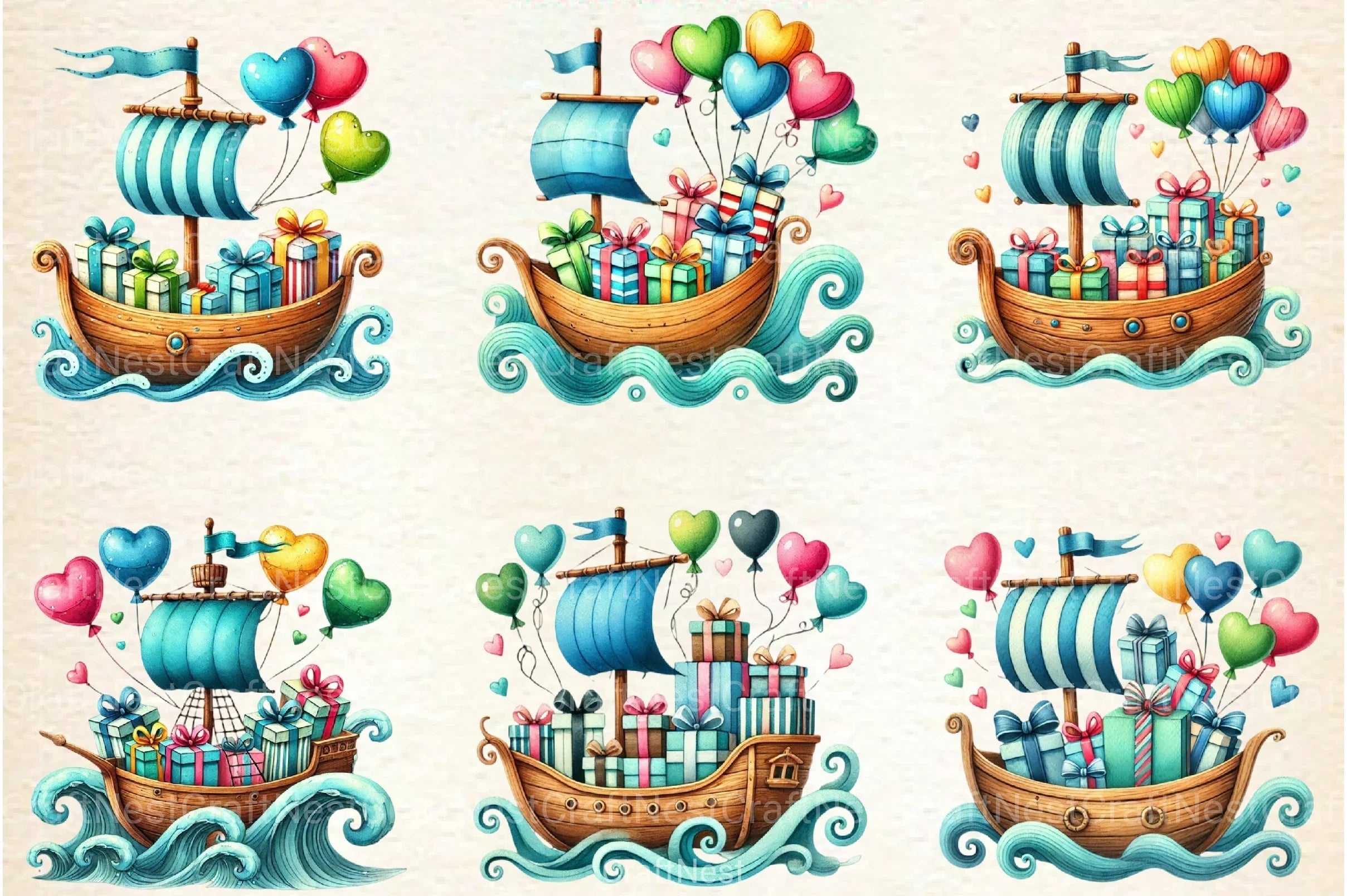 Valentine Ship Clipart Bundle - CraftNest - Digital Crafting and Art