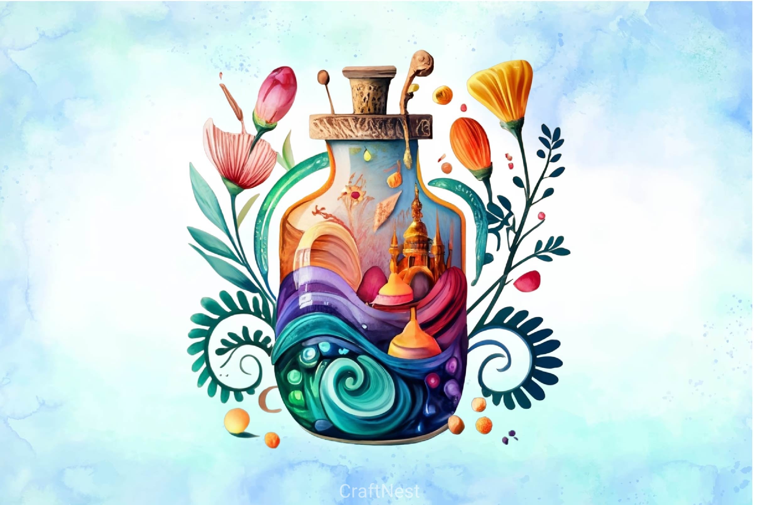 Magical Glass Jar Clipart Bundle
