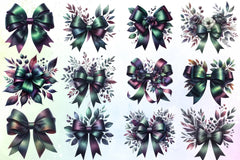 Dark Green & Purple Bow Clipart Bundle - CraftNest - Digital Crafting and Art