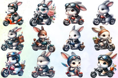 Biker Bunny Clipart Bundle - CraftNest - Digital Crafting and Art