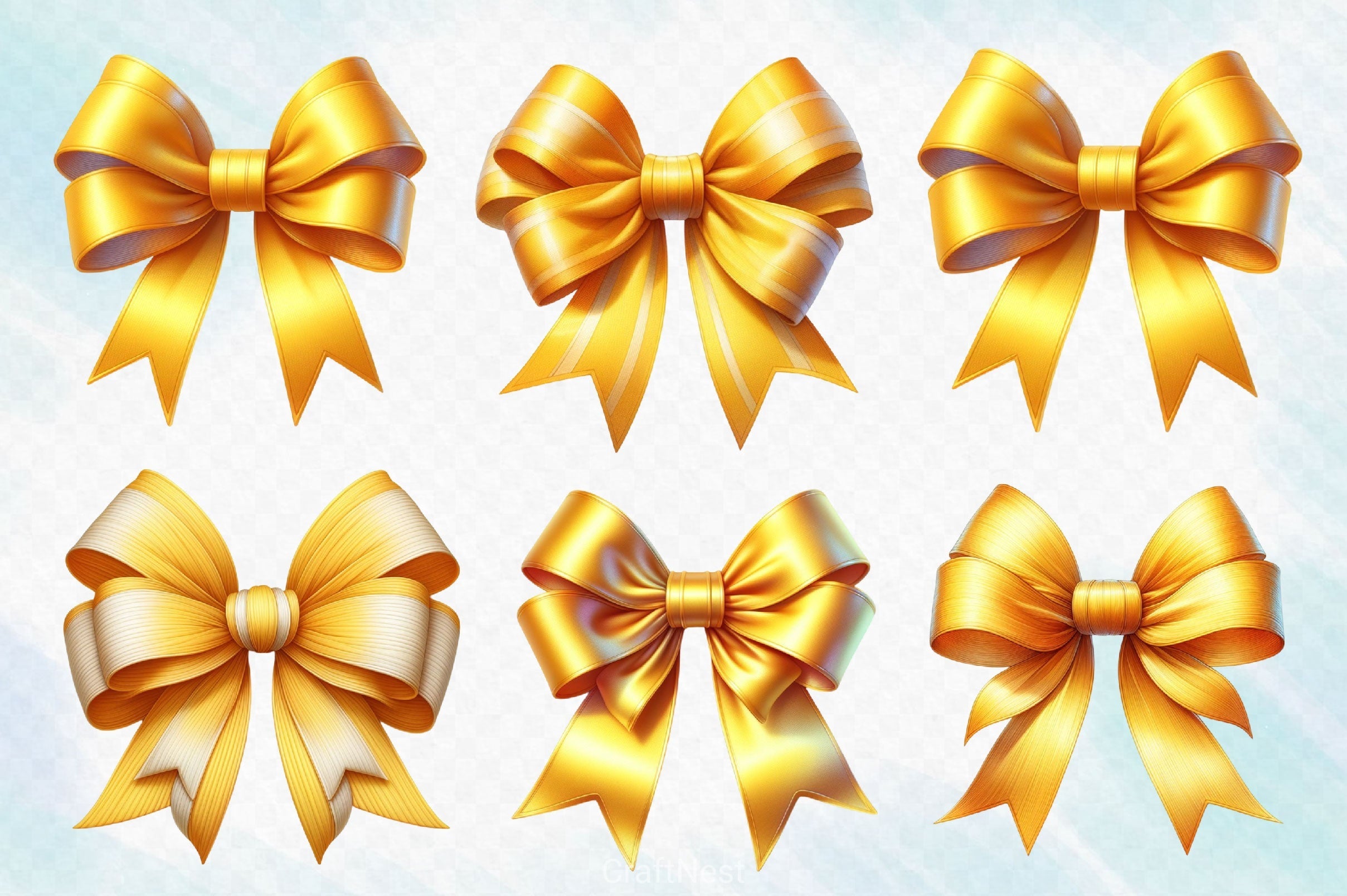 Yellow Bow Clipart Bundle