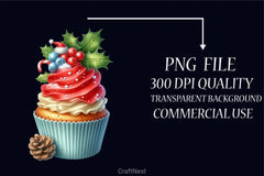 Christmas Cupcakes Clipart Bundle 1 - CraftNest - Digital Crafting and Art