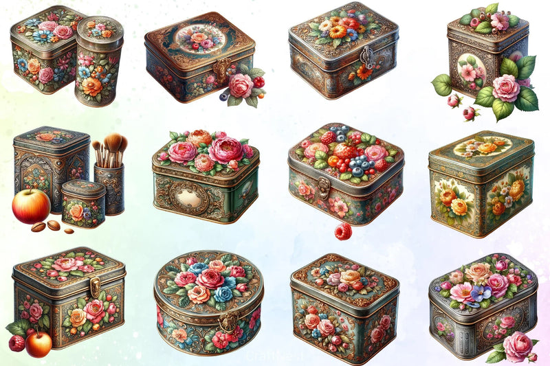 Vintage Tin Clipart Bundle - CraftNest - Digital Crafting and Art