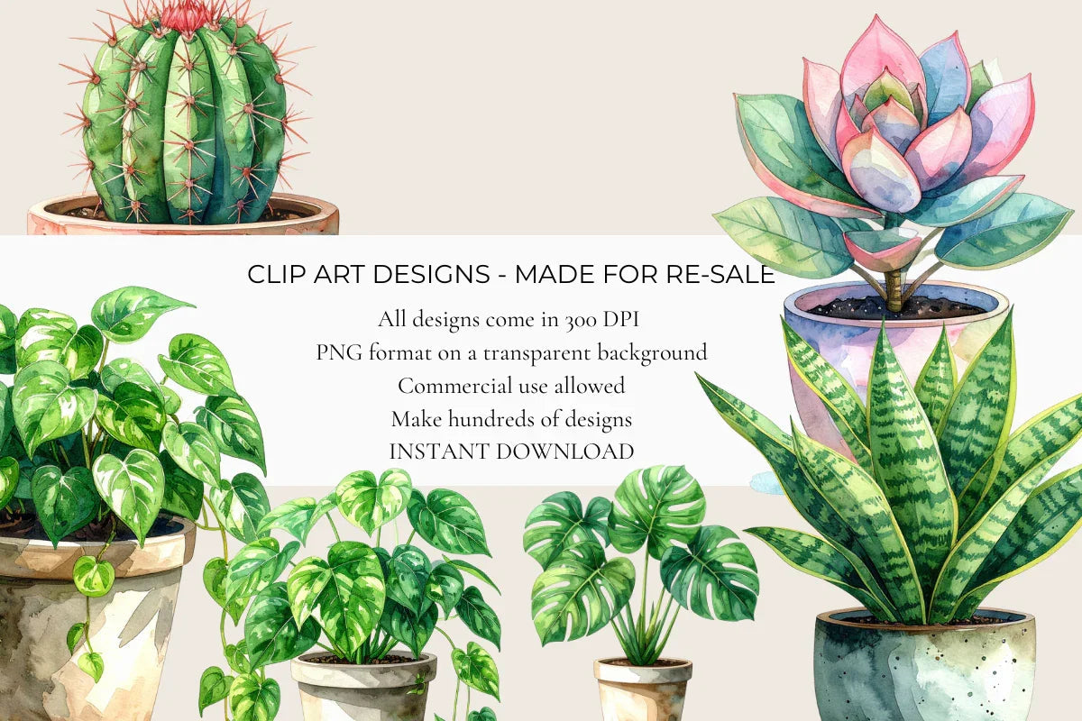 Simple Houseplants Clipart - CraftNest - Digital Crafting and Art