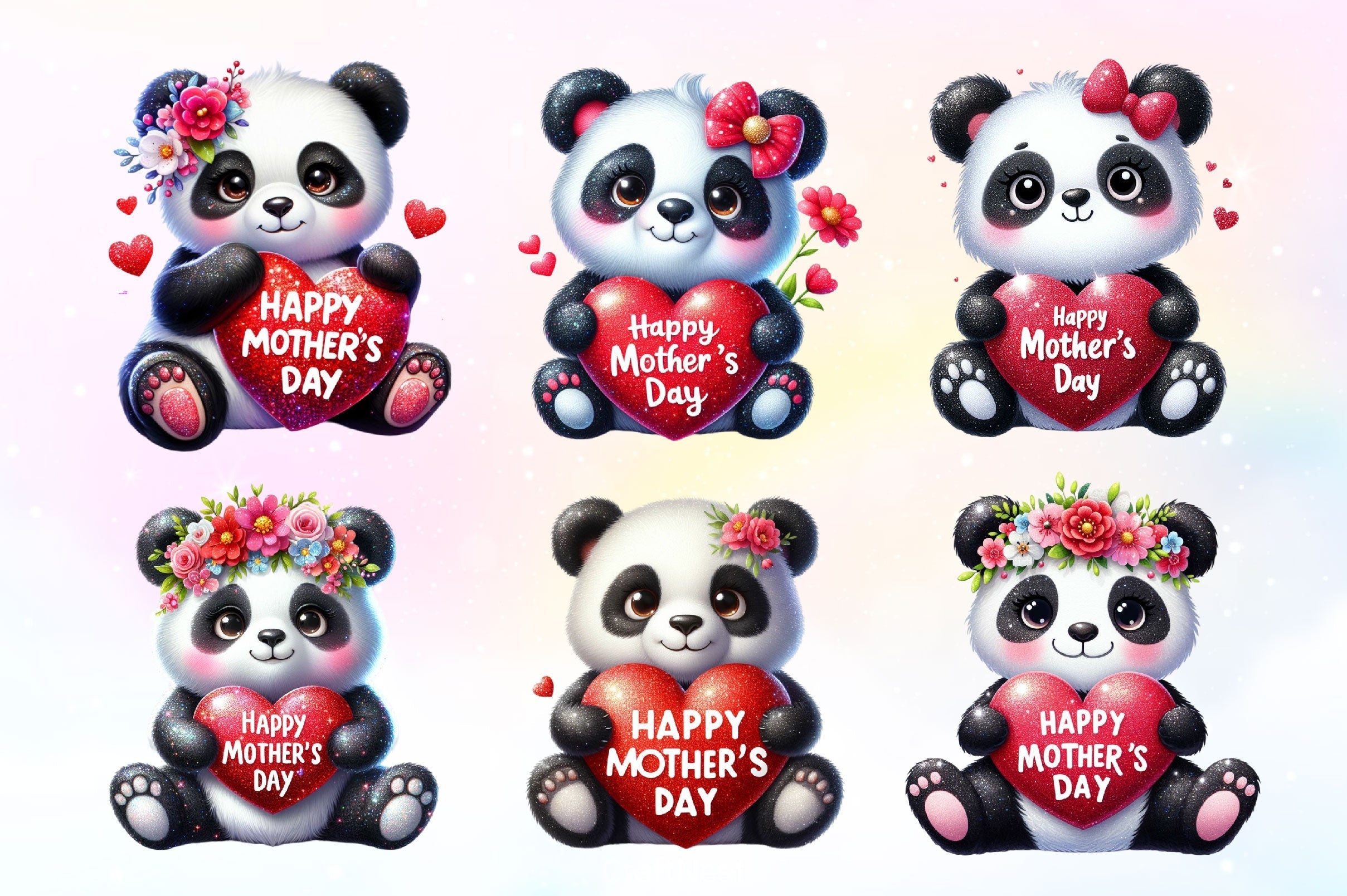 Mother's Day Panda Clipart Bundle 1