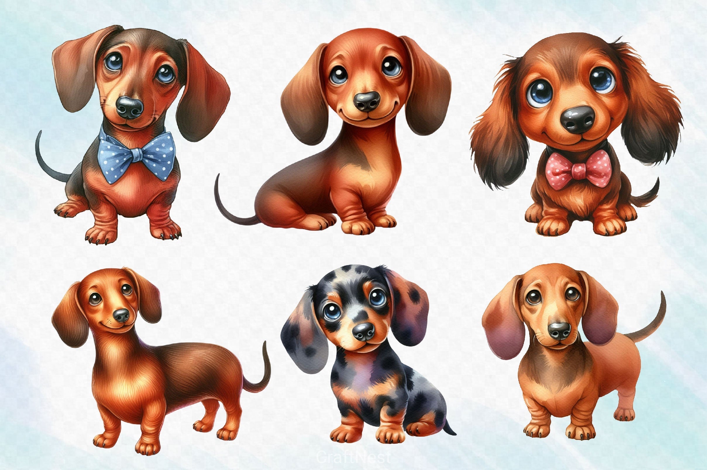 Adorable And Funny Dachshund Clipart Bundle 2