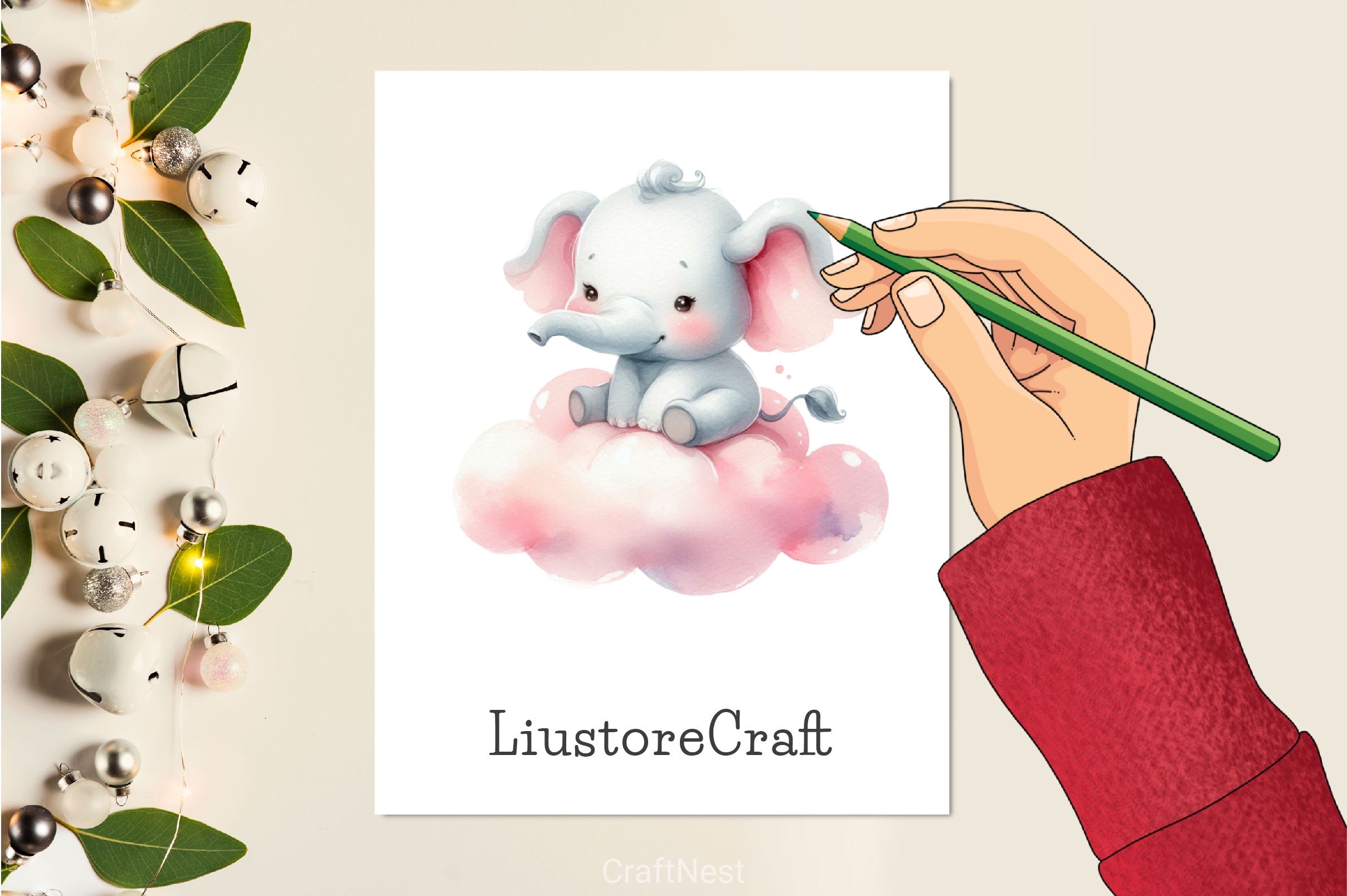 Pink Baby Animals Sleeping Clipart Bundle