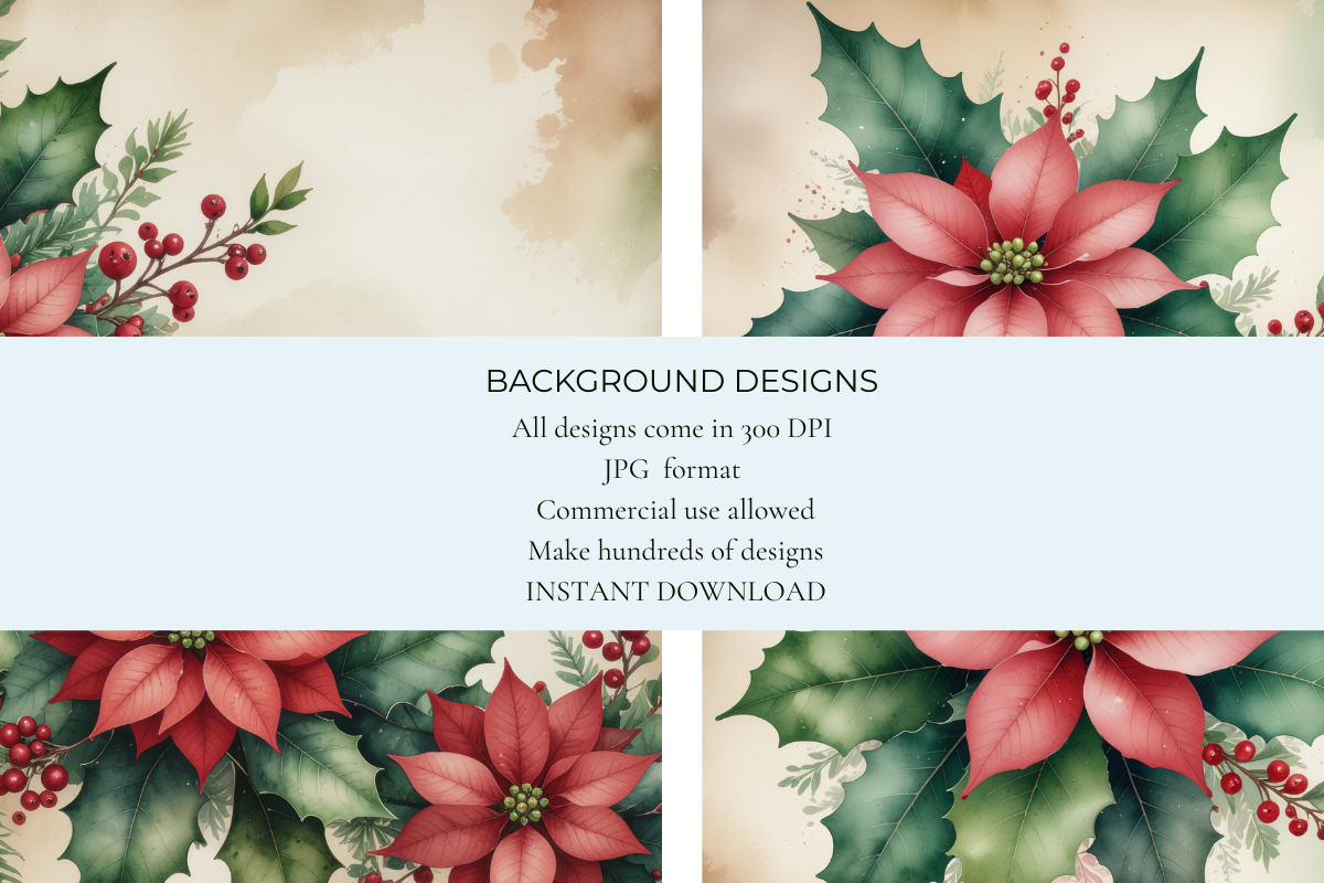 Christmas Flowers Junk Journal Papers