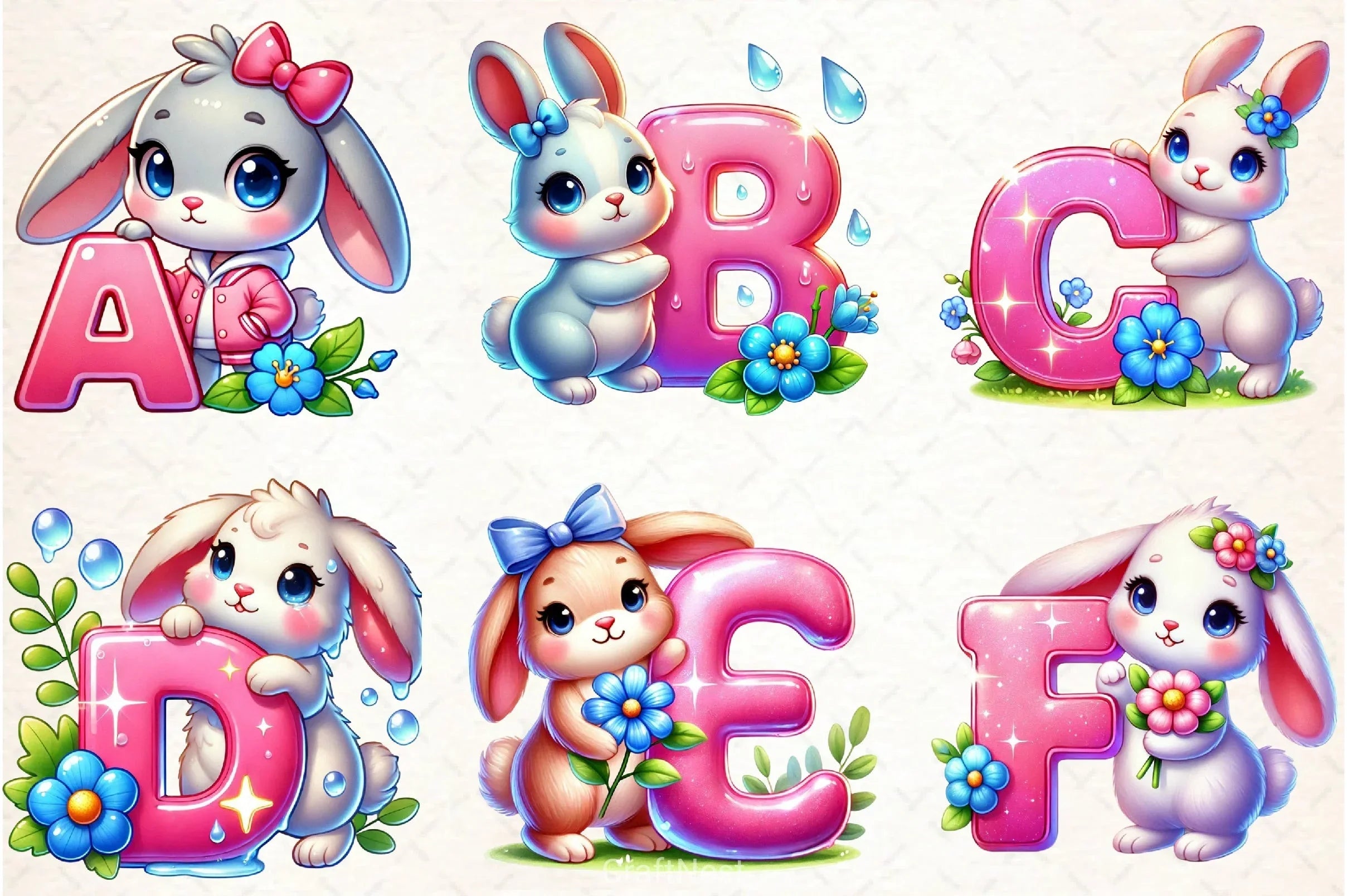 Easter Bunny Alphabet Clipart Bundle 1 - CraftNest - Digital Crafting and Art
