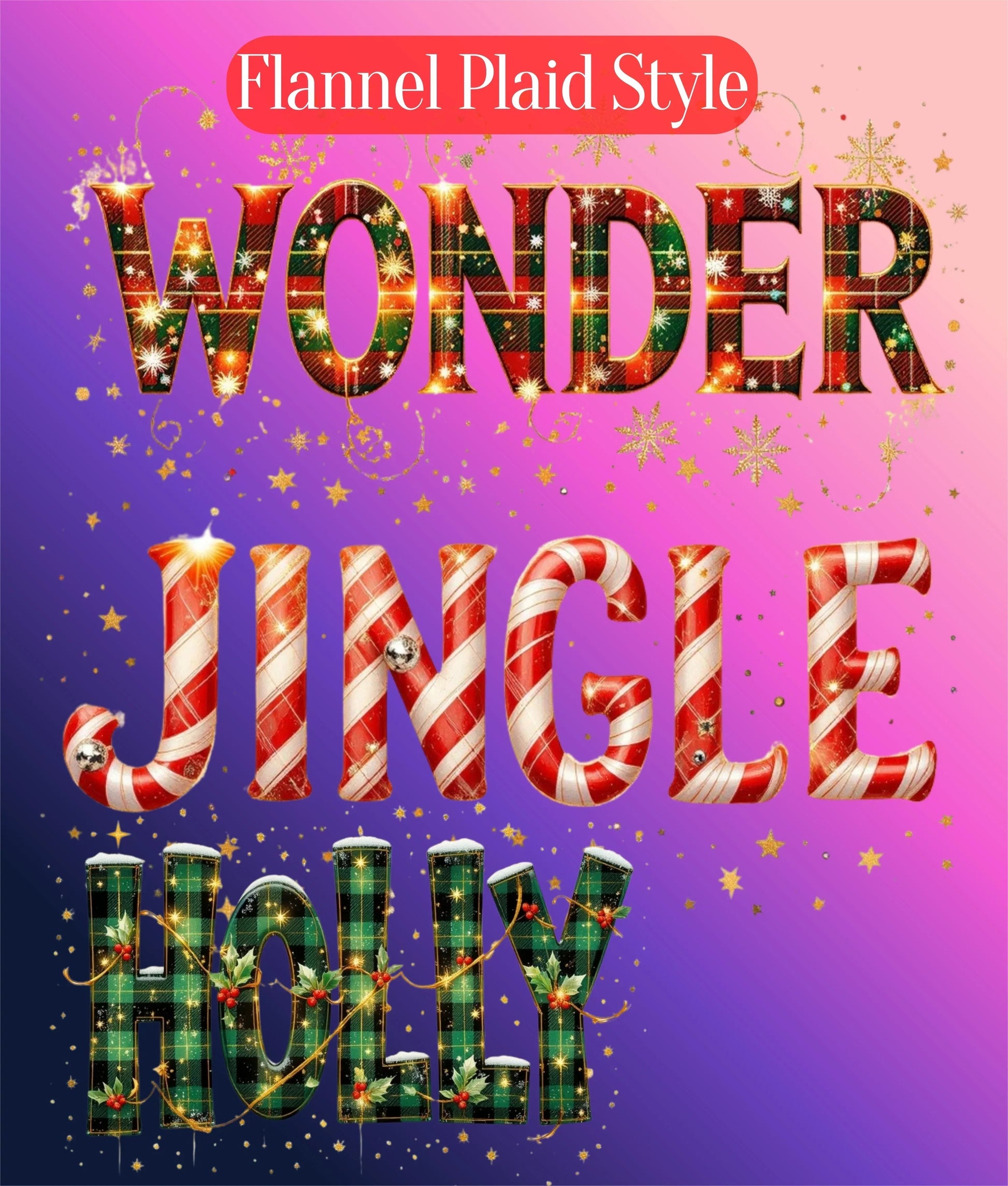 Christmas Flannel Text Clipart Bundle - CraftNest - Digital Crafting and Art