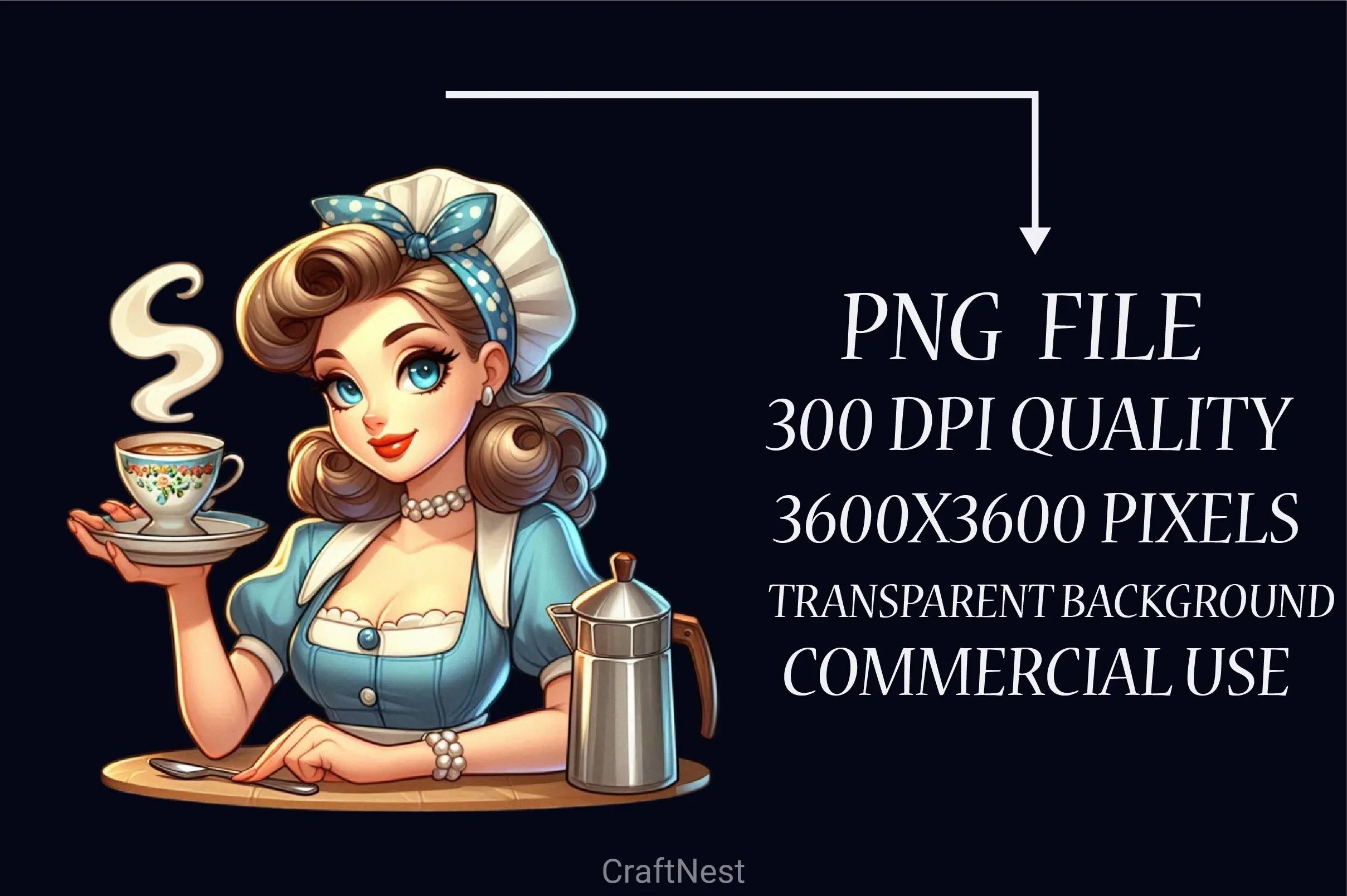 Retro Housewife Coffee Clipart Bundle - CraftNest - Digital Crafting and Art