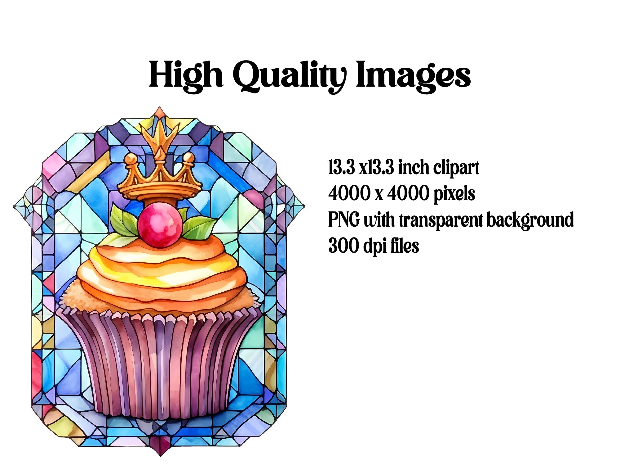 Stained Glass Cupcakes Clipart - CraftNest