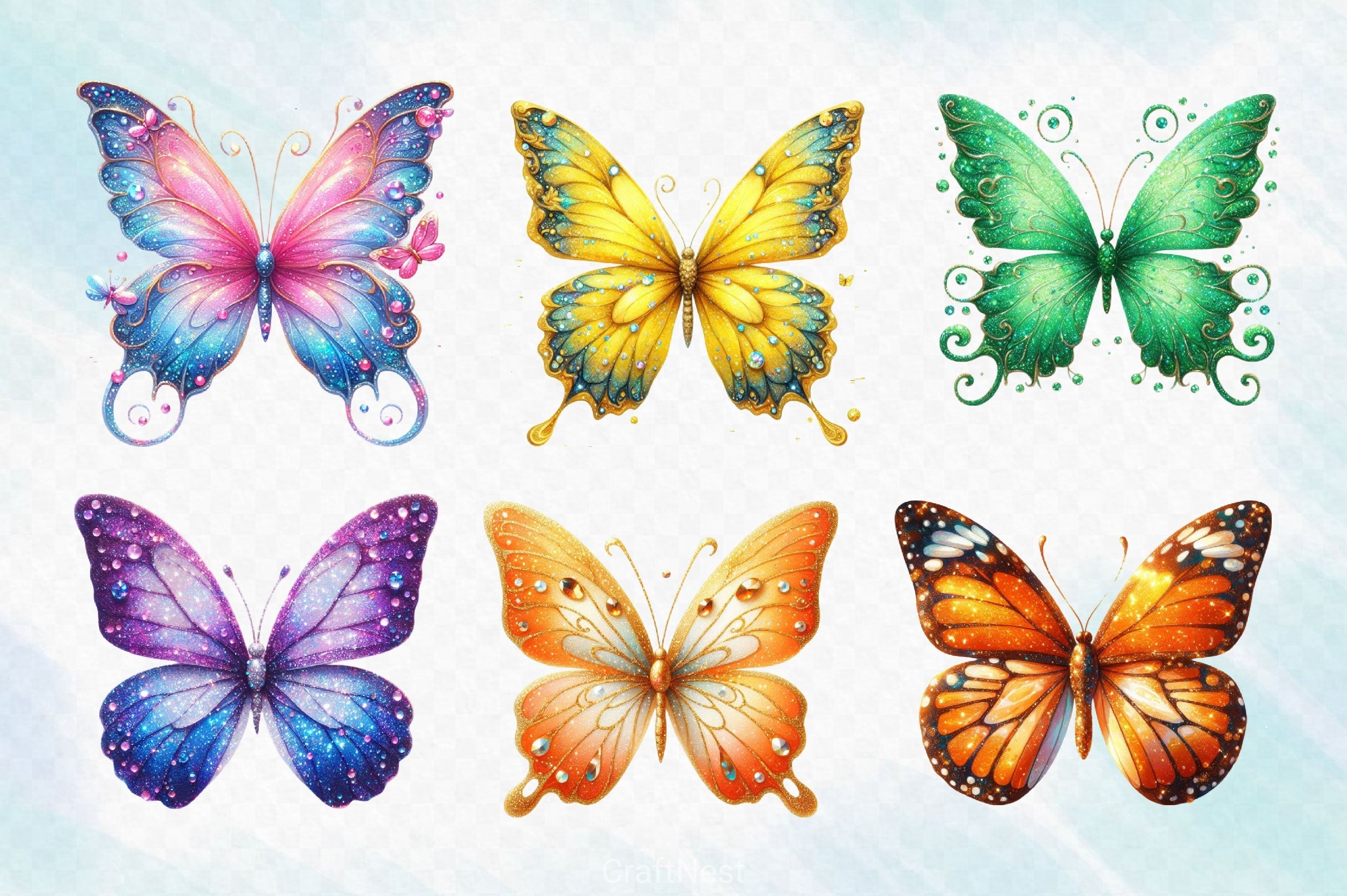 Glitter Butterfly Clipart Bundle 4