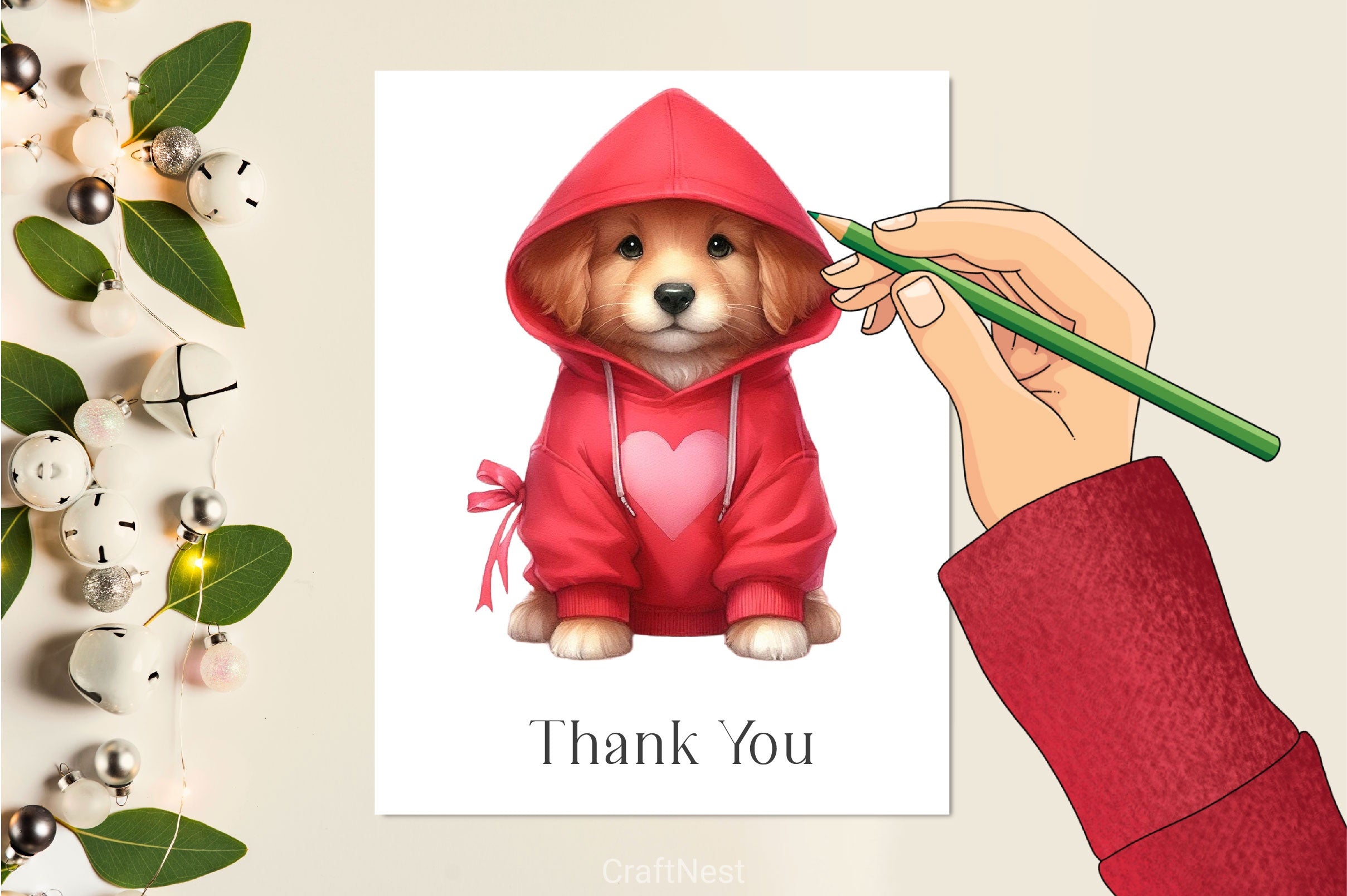 Red Dog Hoodie Clipart Bundle