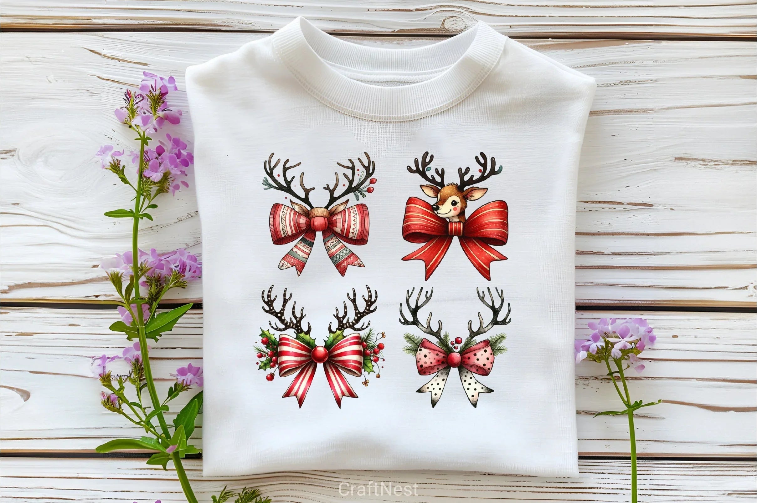 Christmas Reindeer Bow Clipart Bundle 3 - CraftNest - Digital Crafting and Art