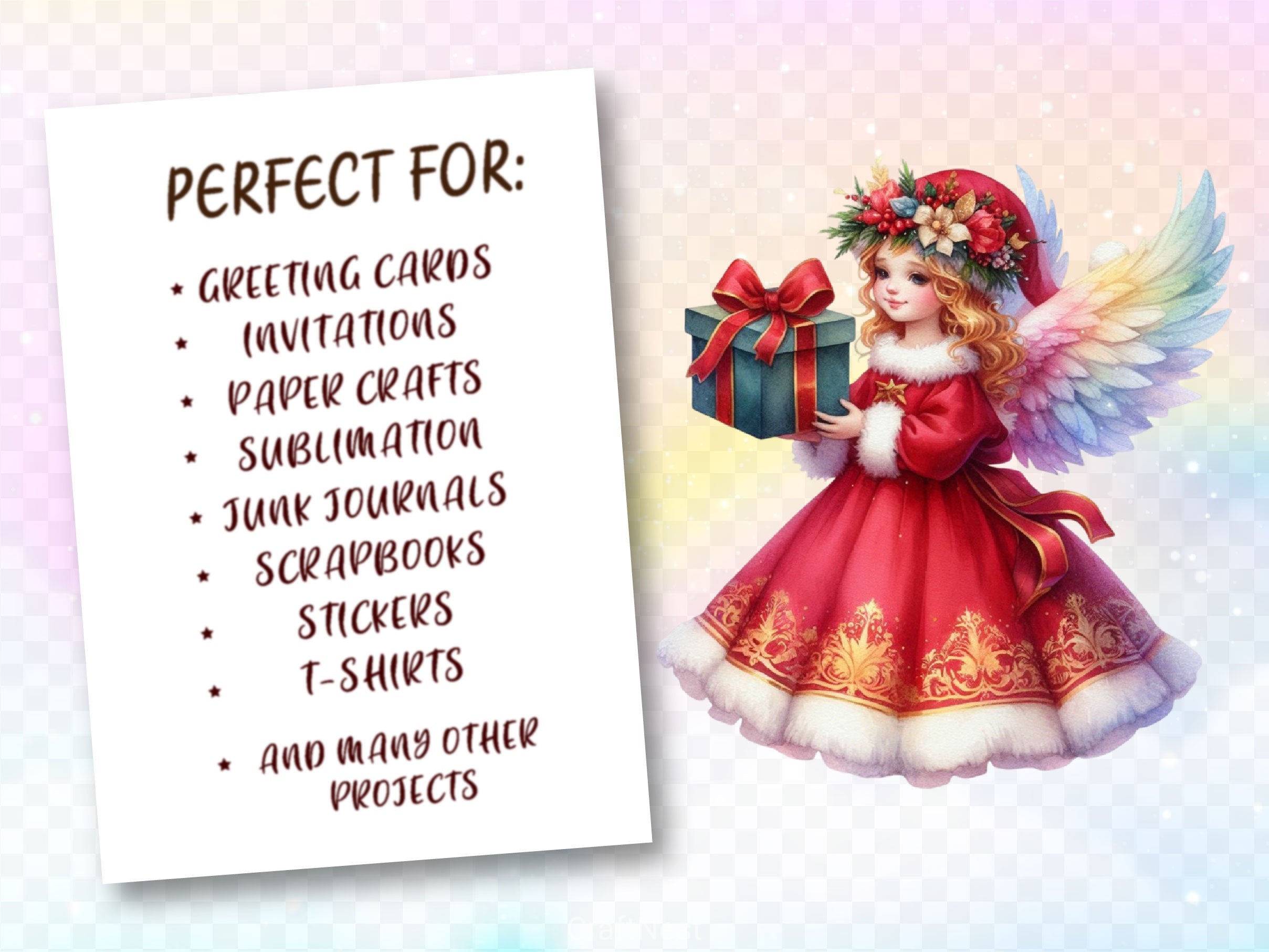 Vintage Christmas Angel Clipart Bundle