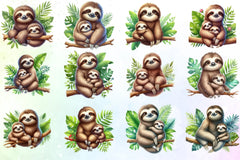 Sloth Mom & Baby Clipart Bundle - CraftNest - Digital Crafting and Art