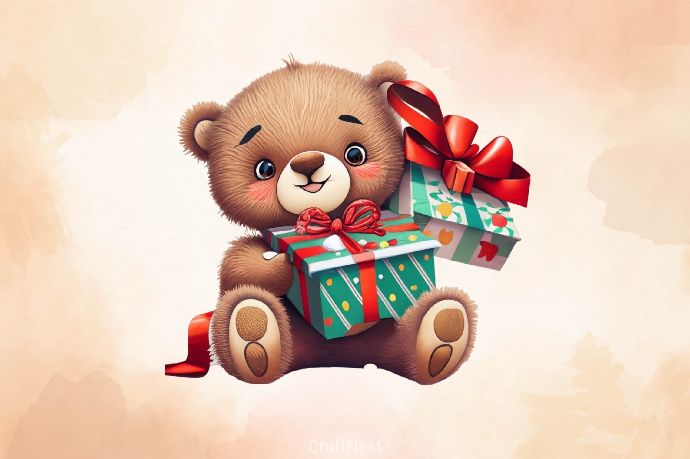Christmas Teddy Bear Clipart Bundle 2