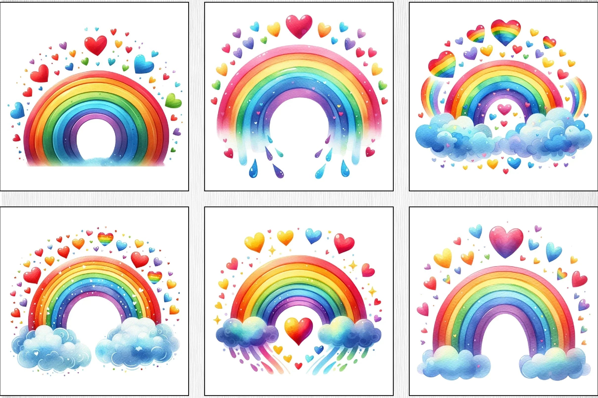 Valentine's Day Rainbow Clipart Bundle - CraftNest - Digital Crafting and Art