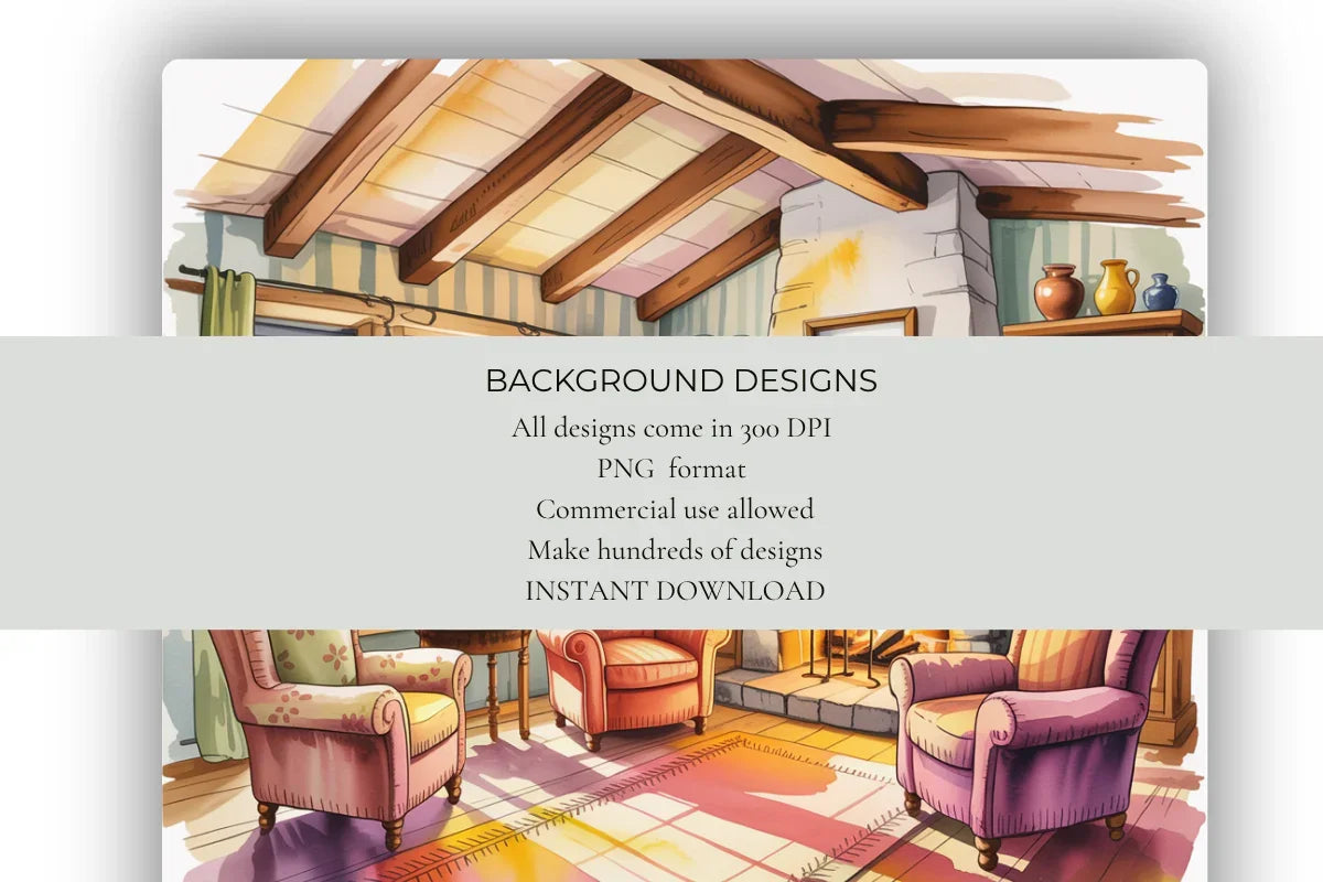 Cosy Cottage Interiors Background Papers - CraftNest - Digital Crafting and Art