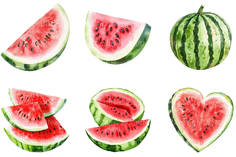 Summer Watermelon Clipart Bundle - CraftNest - Digital Crafting and Art