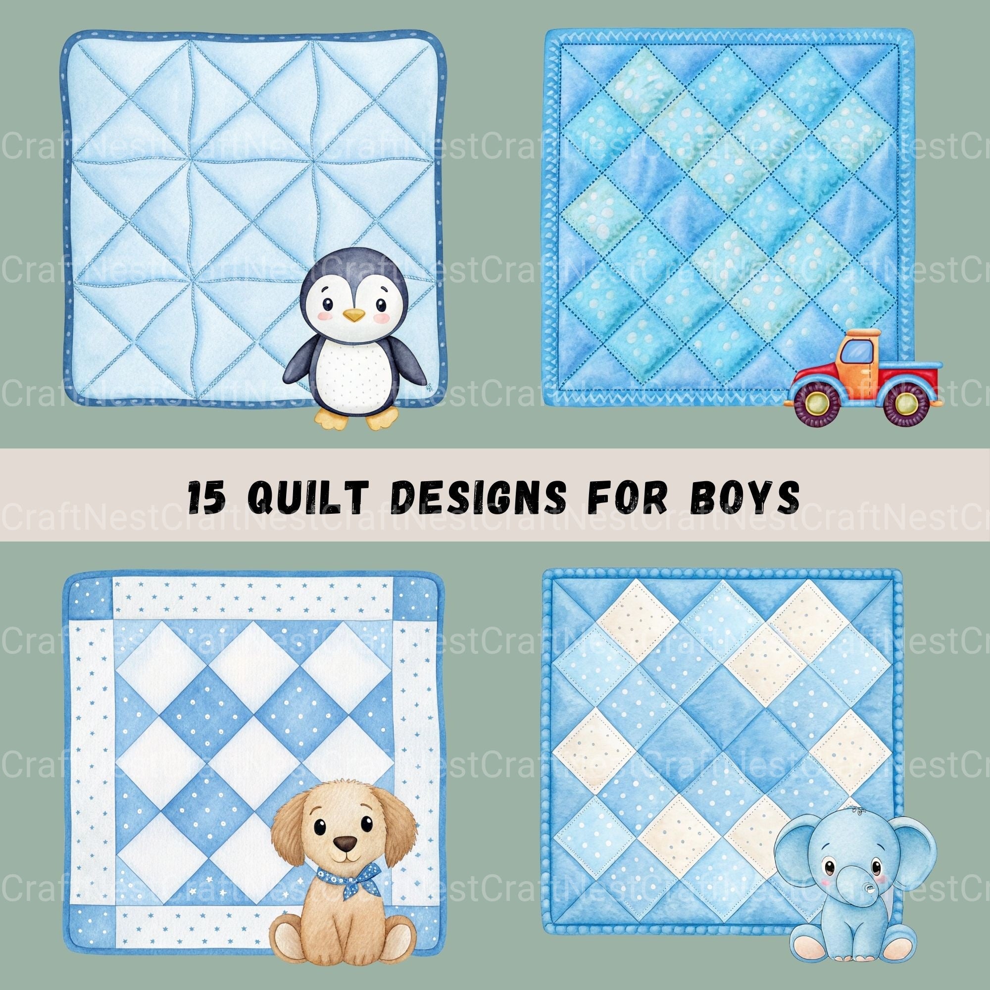 Quilt For Boys Clipart Bundle