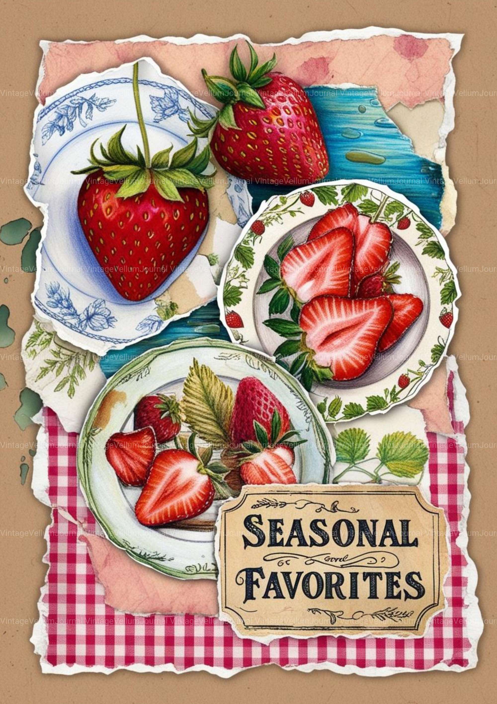 Strawberry Junk Journal Pages - CraftNest - Digital Crafting and Art