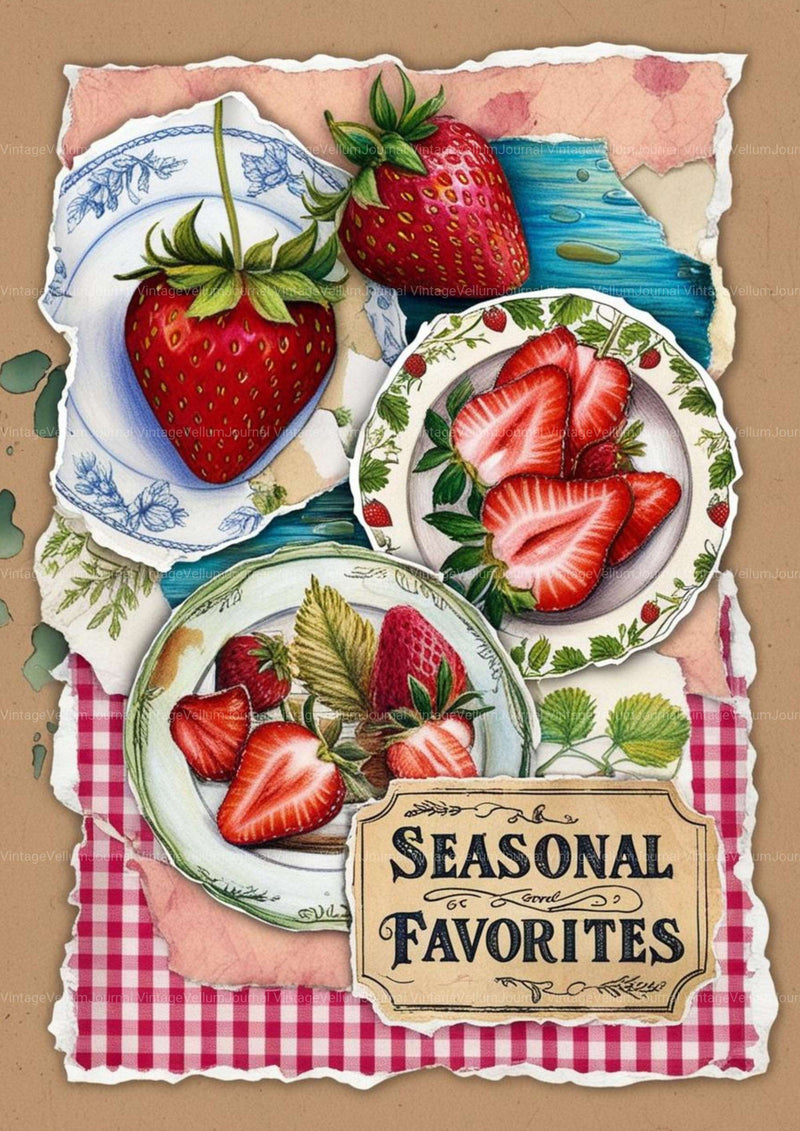 Strawberry Junk Journal Pages - CraftNest - Digital Crafting and Art