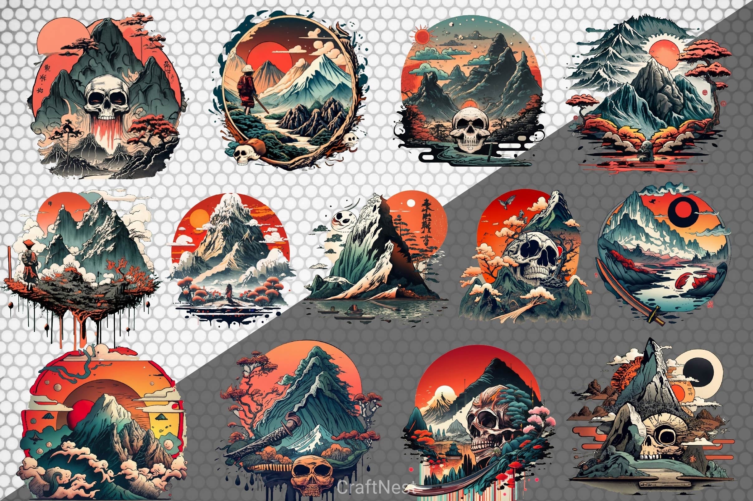 Skull T Shirt Design Clipart Bundle