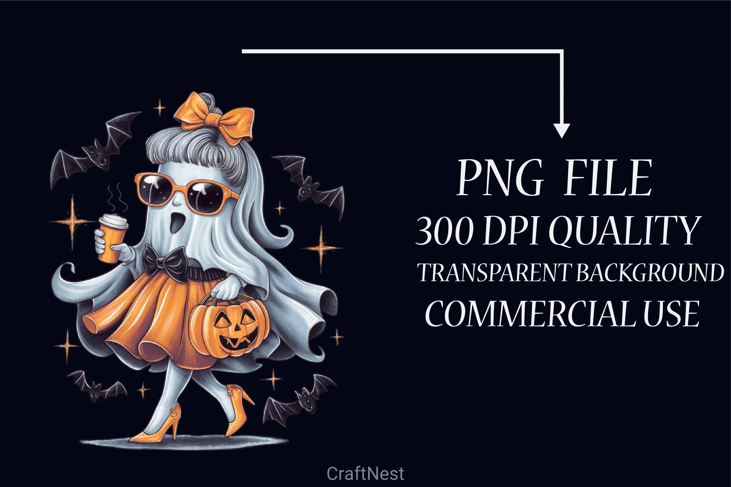 Cute Ghost Halloween Clipart Bundle 4 - CraftNest - Digital Crafting and Art