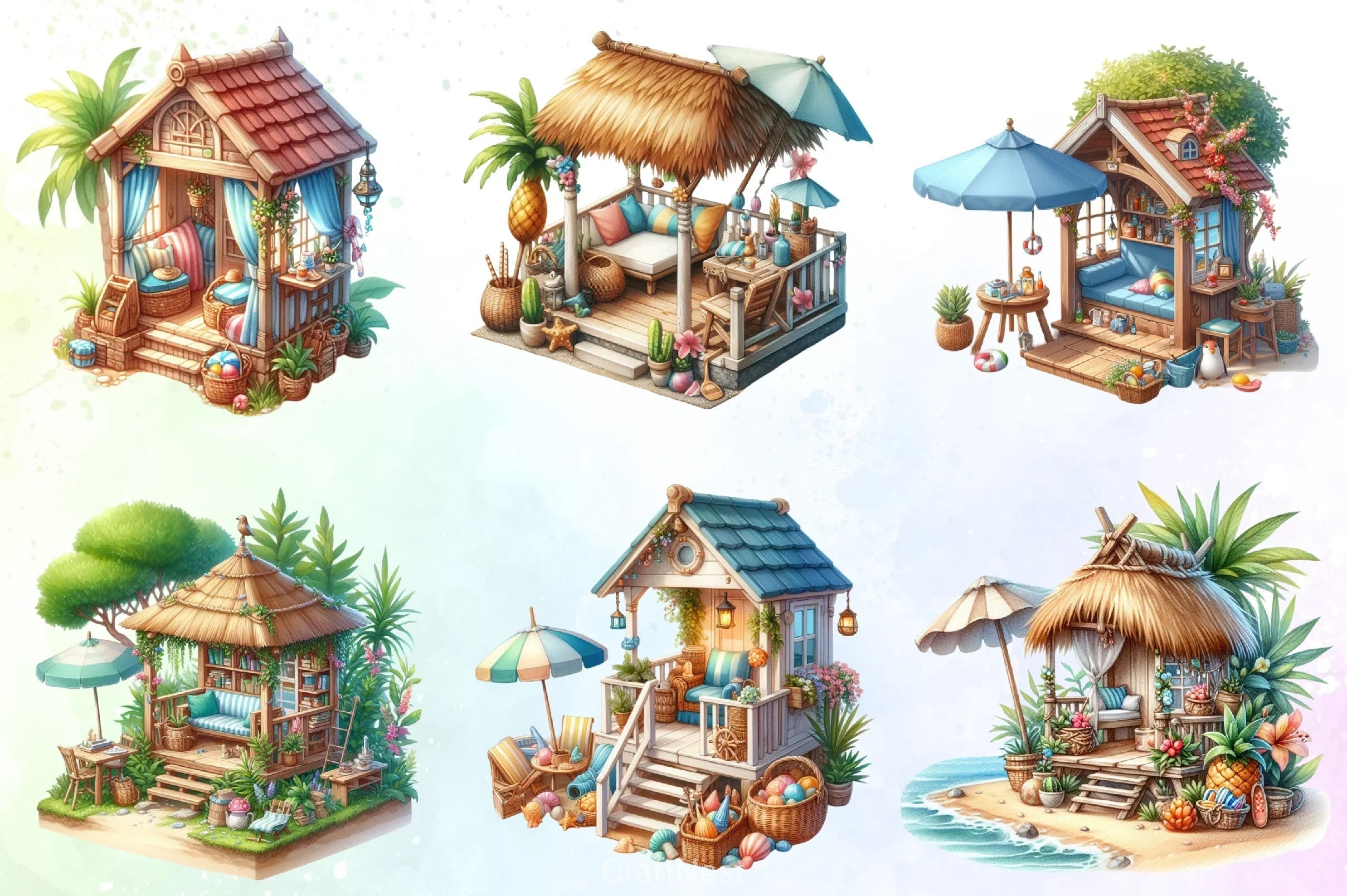 Tiki Hut Clipart Bundle - CraftNest - Digital Crafting and Art